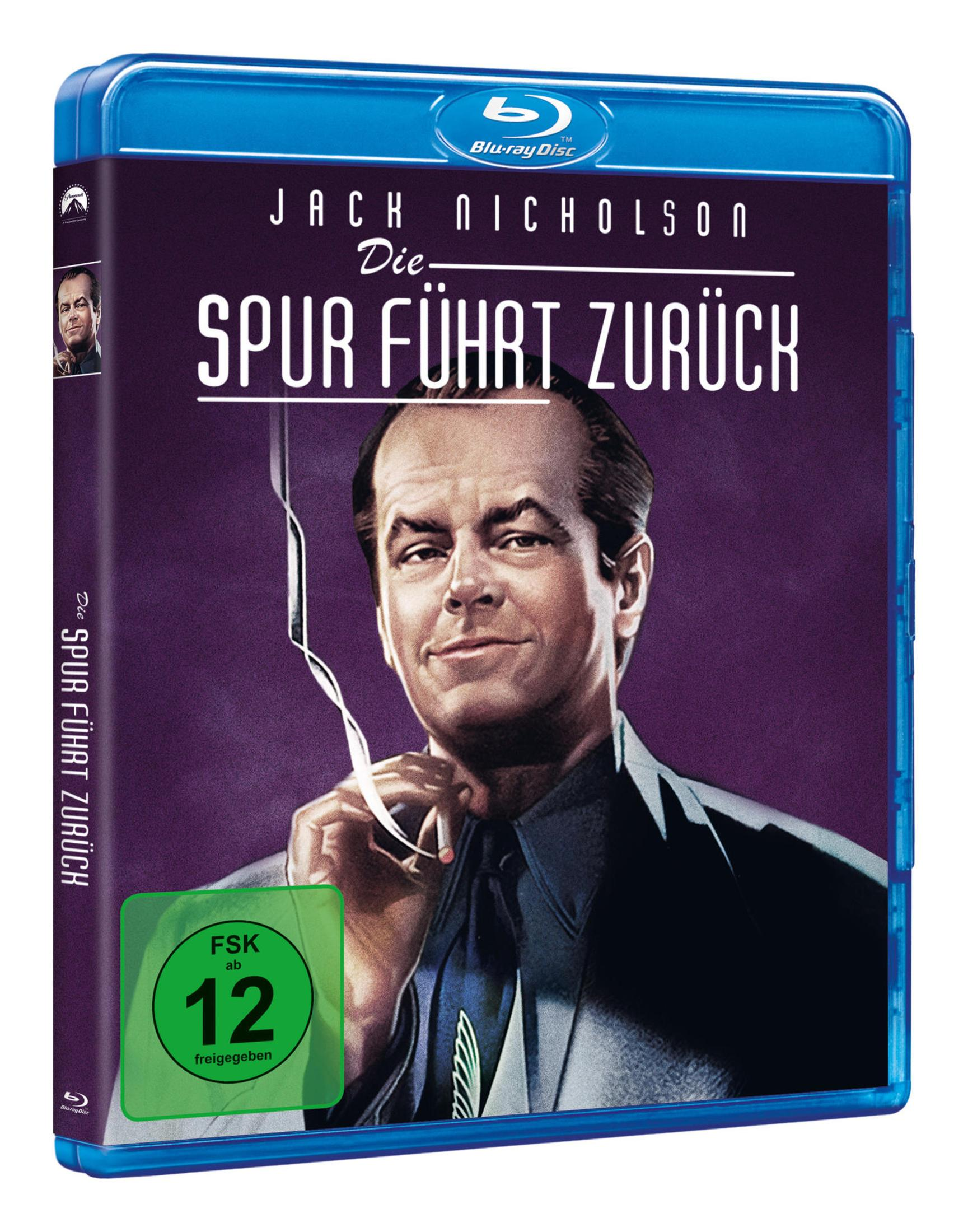Blu-ray-Hülle des Films Die Spur führt zurück mit Jack Nicholson, der raucht.
