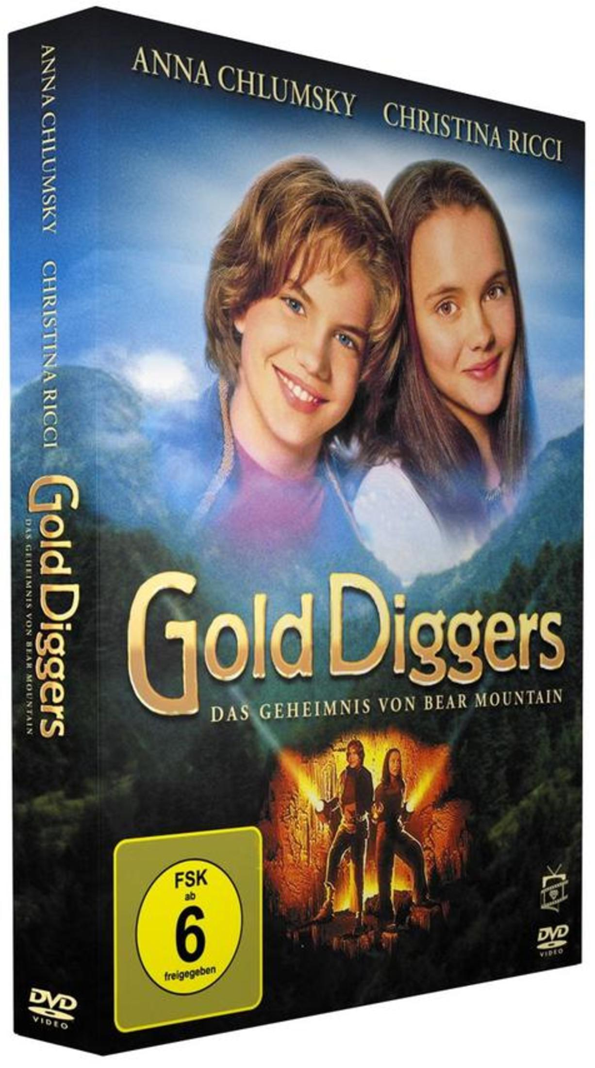 DVD-Cover von Gold Diggers mit Anna Chlumsky und Christina Ricci vor einer Bergkulisse.