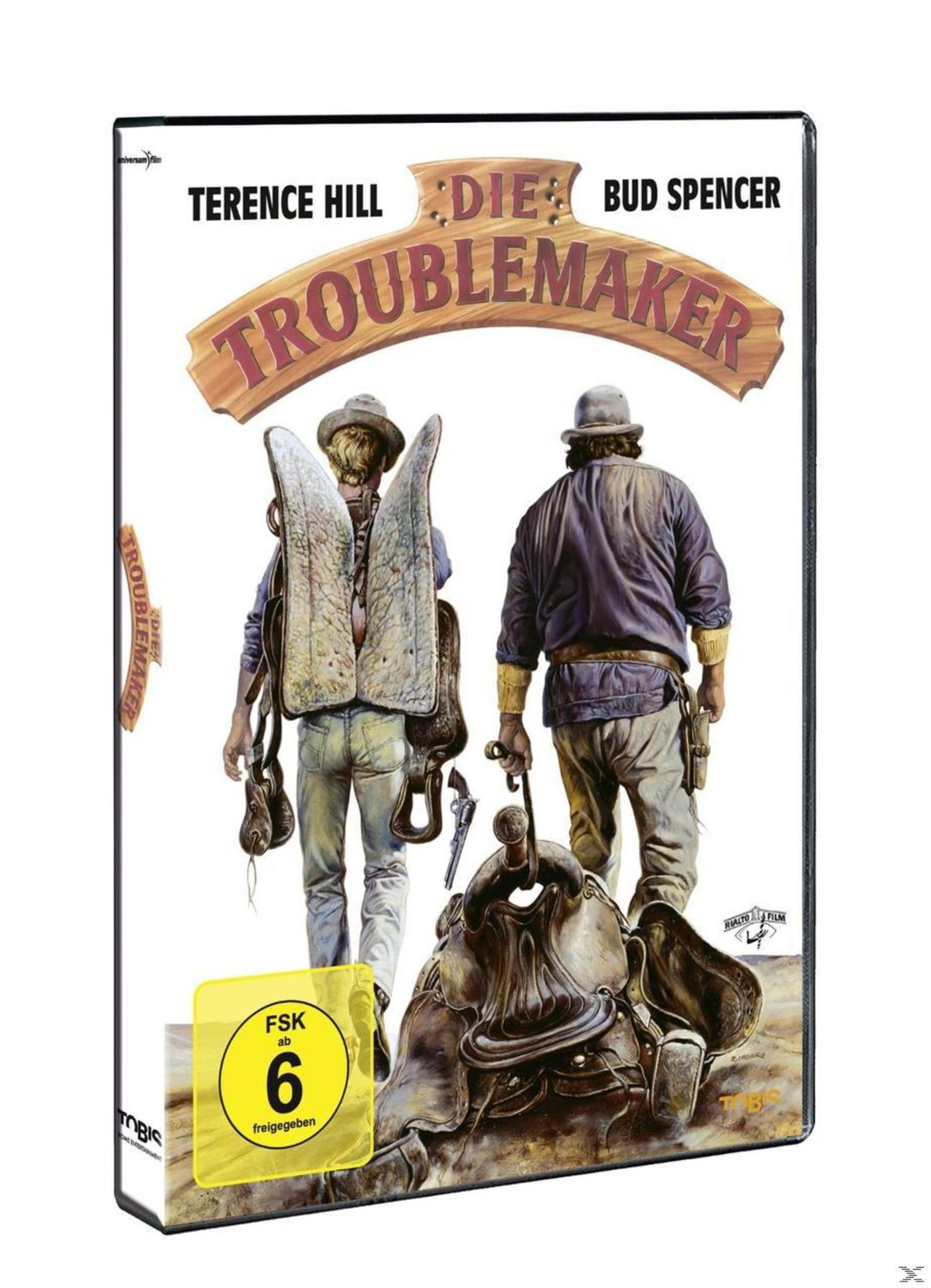 DVD-Hülle von Troublemaker mit Terence Hill und Bud Spencer von hinten mit Sätteln.