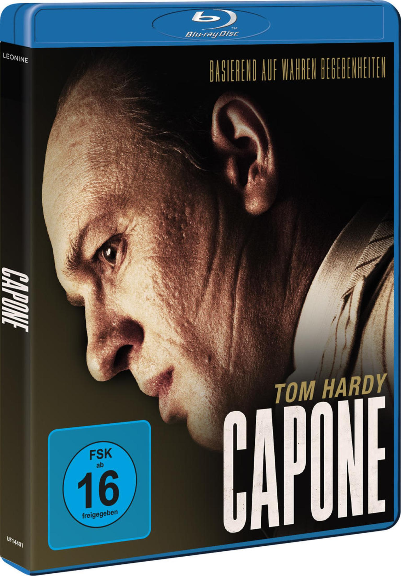 Blu-ray-Hülle des Films Capone mit Tom Hardy im Profil.
