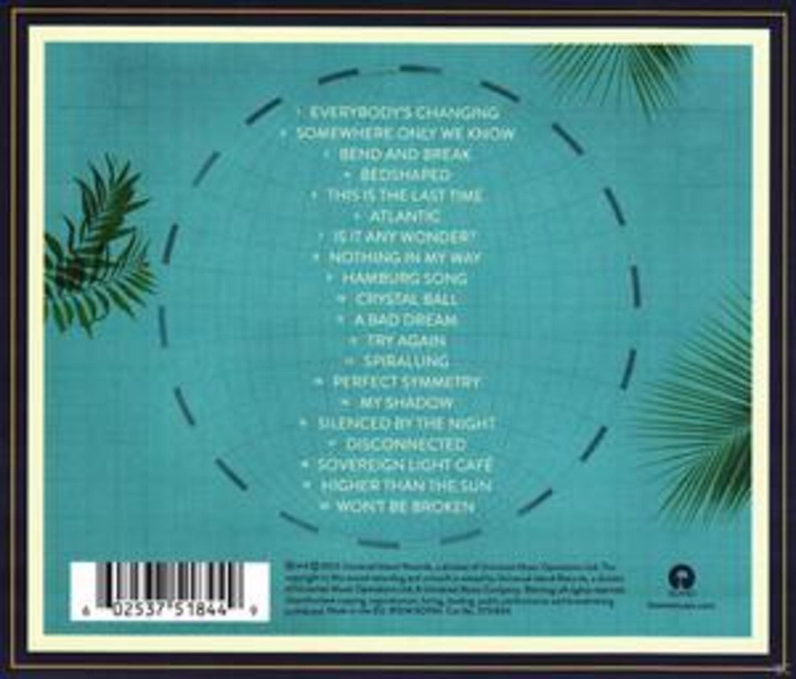 Copertina dell'album con testo, foglie di palma e uno sfondo blu.