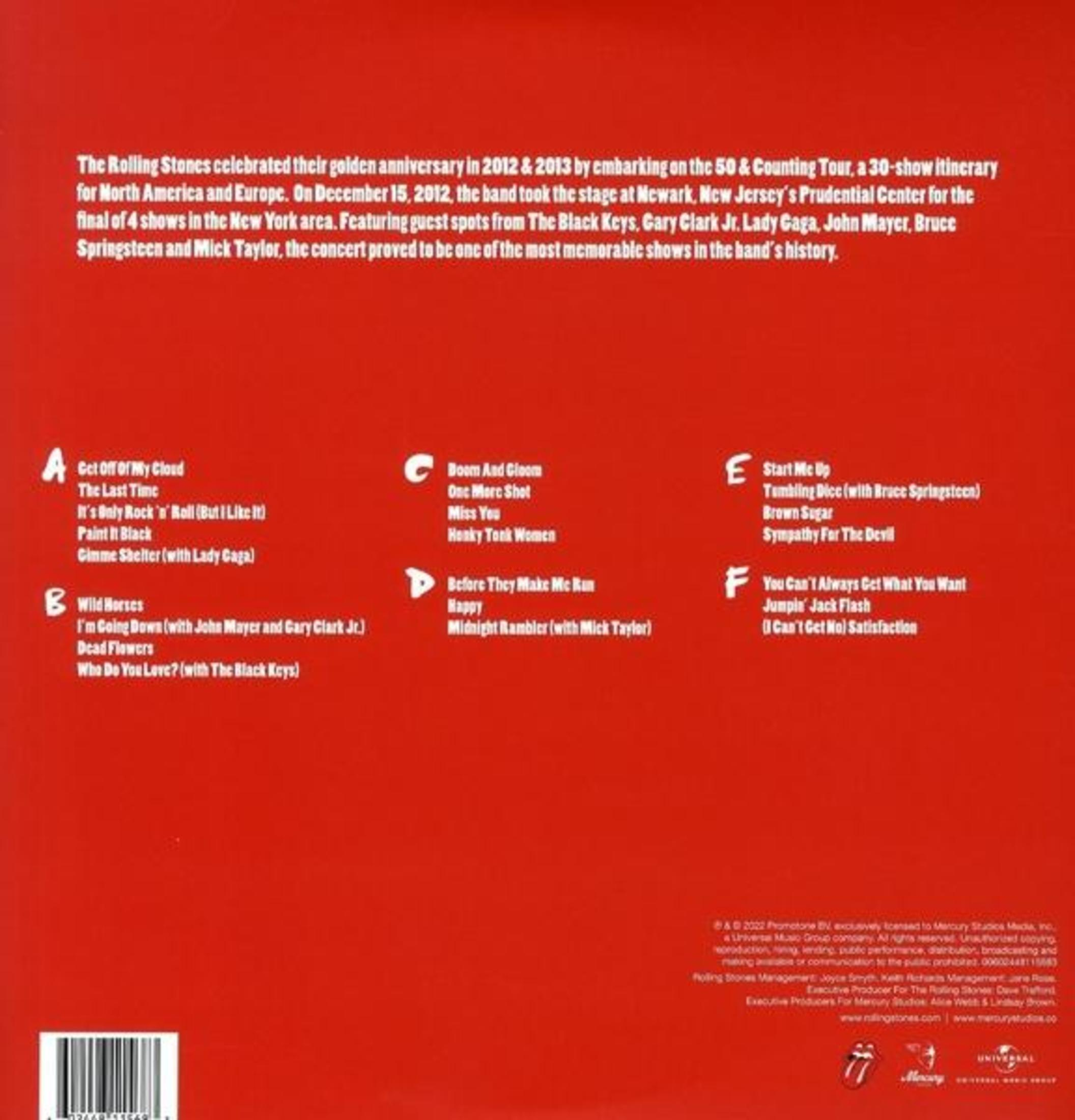 Texto en blanco y negro sobre fondo blanco, que enumera canciones de The Rolling Stones.
