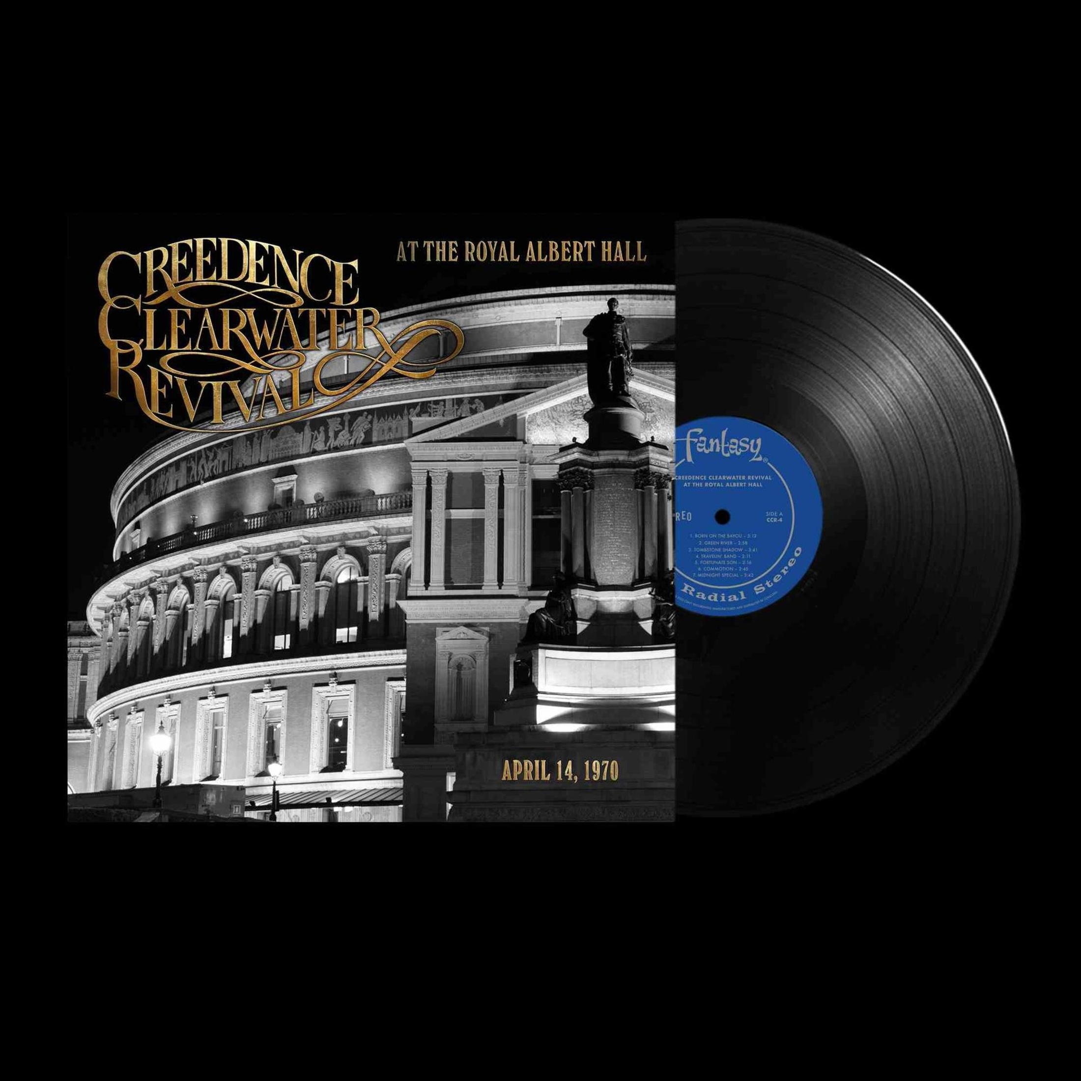 Copertina dell'album. Creedence Clearwater Revival, At The Royal Albert Hall. Vinile a destra.