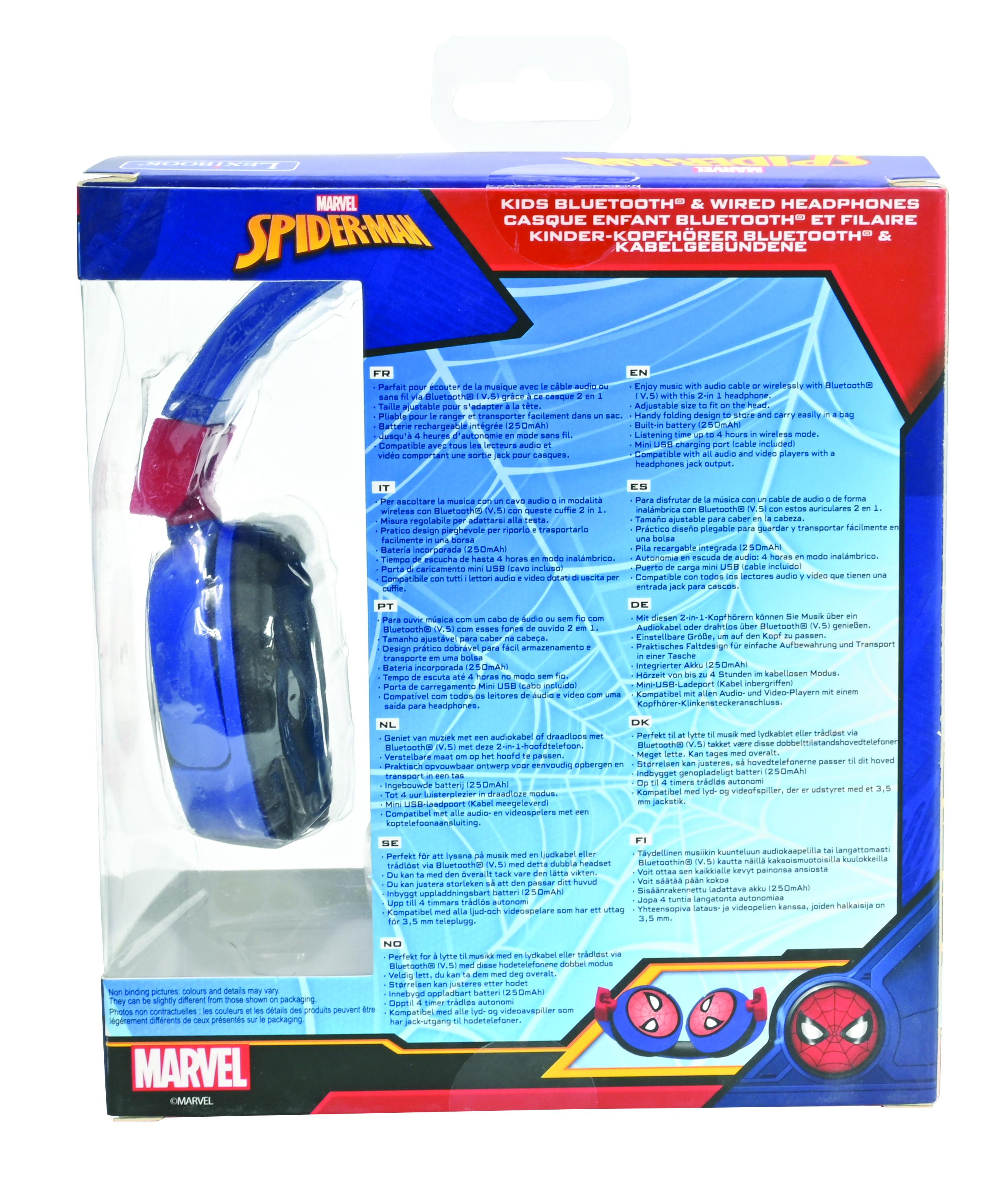 Słuchawki Spider-Man dla dzieci w pudełku.