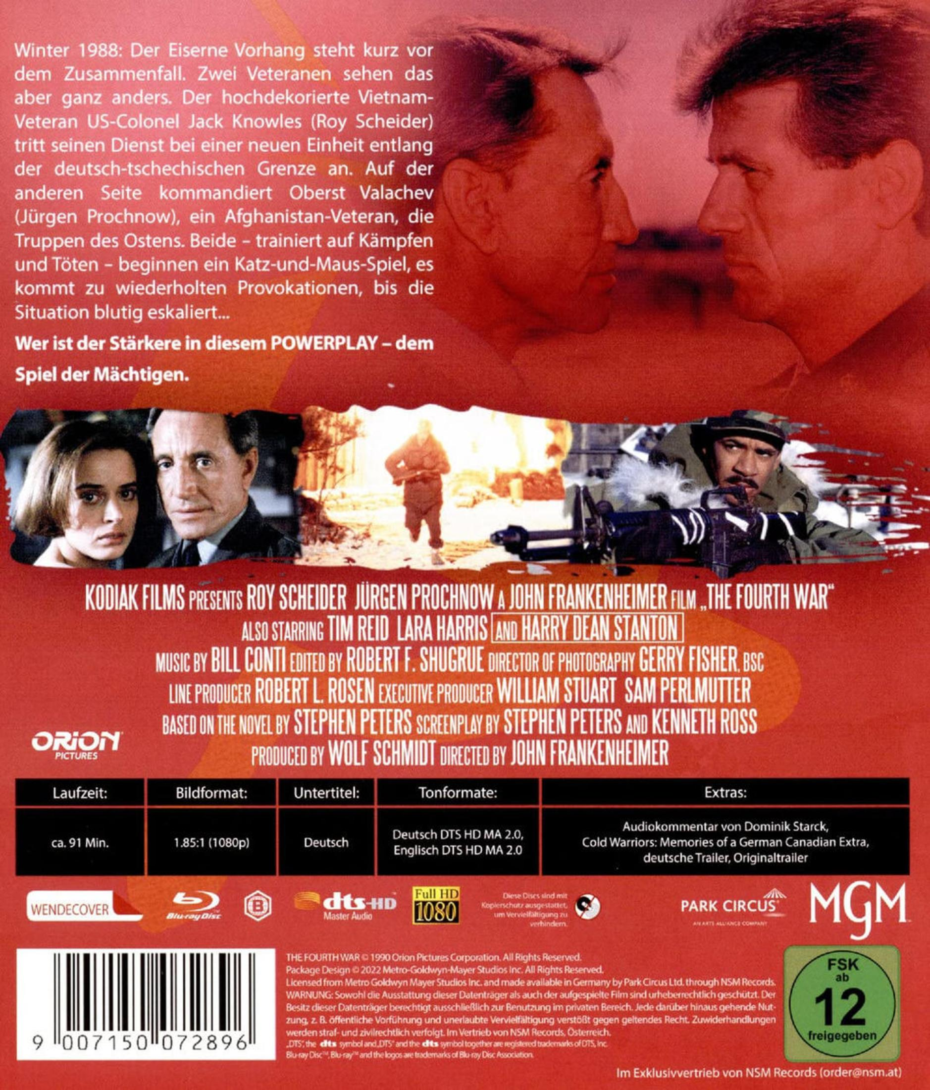 DVD-Hülle des Films "The Fourth War" mit zwei Männern im Profil und Filmszenen.