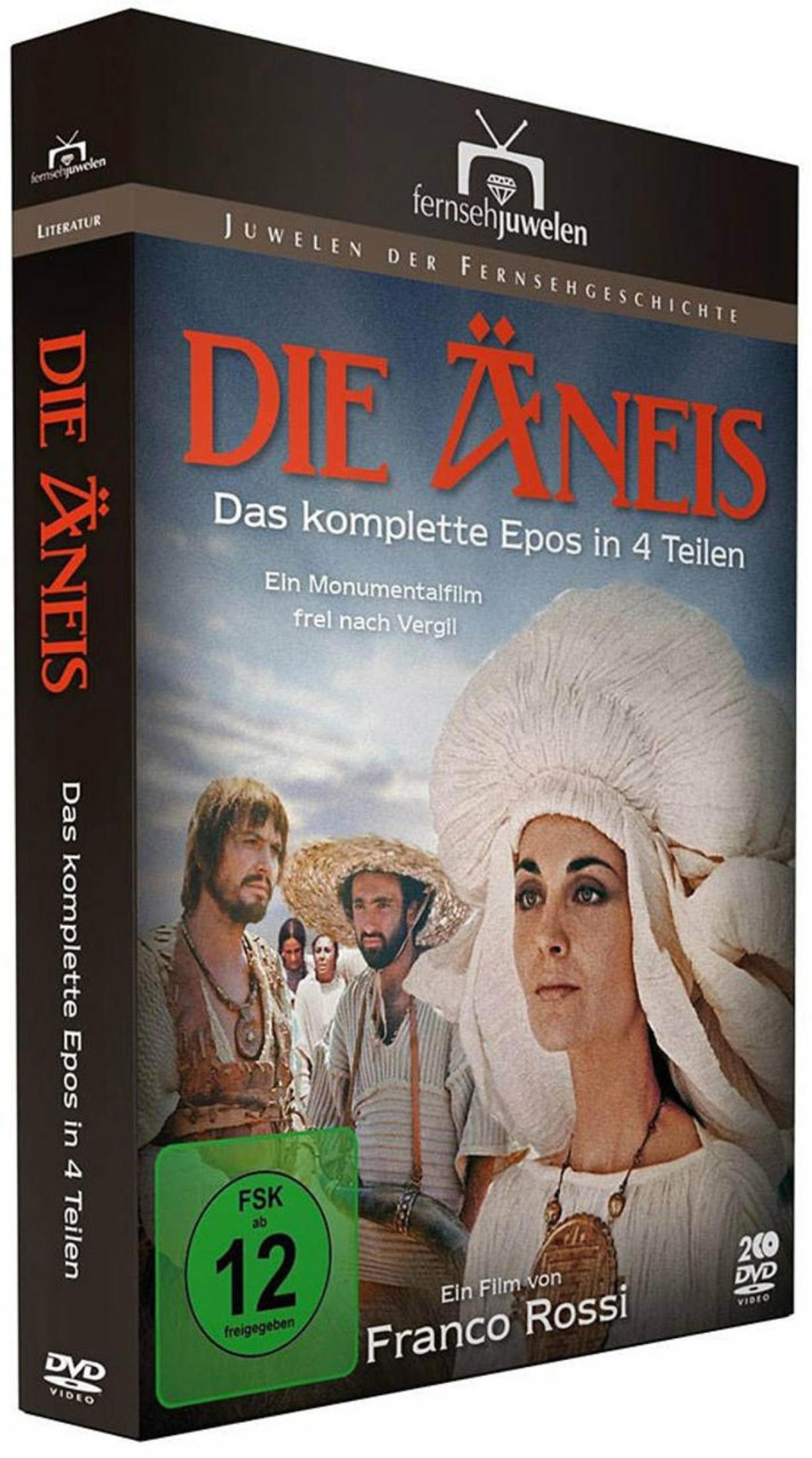 DVD-Hülle des Films Die Aeneis mit Charakteren in historischen Kostümen und einer großen FSK-12-Altersfreigabe.