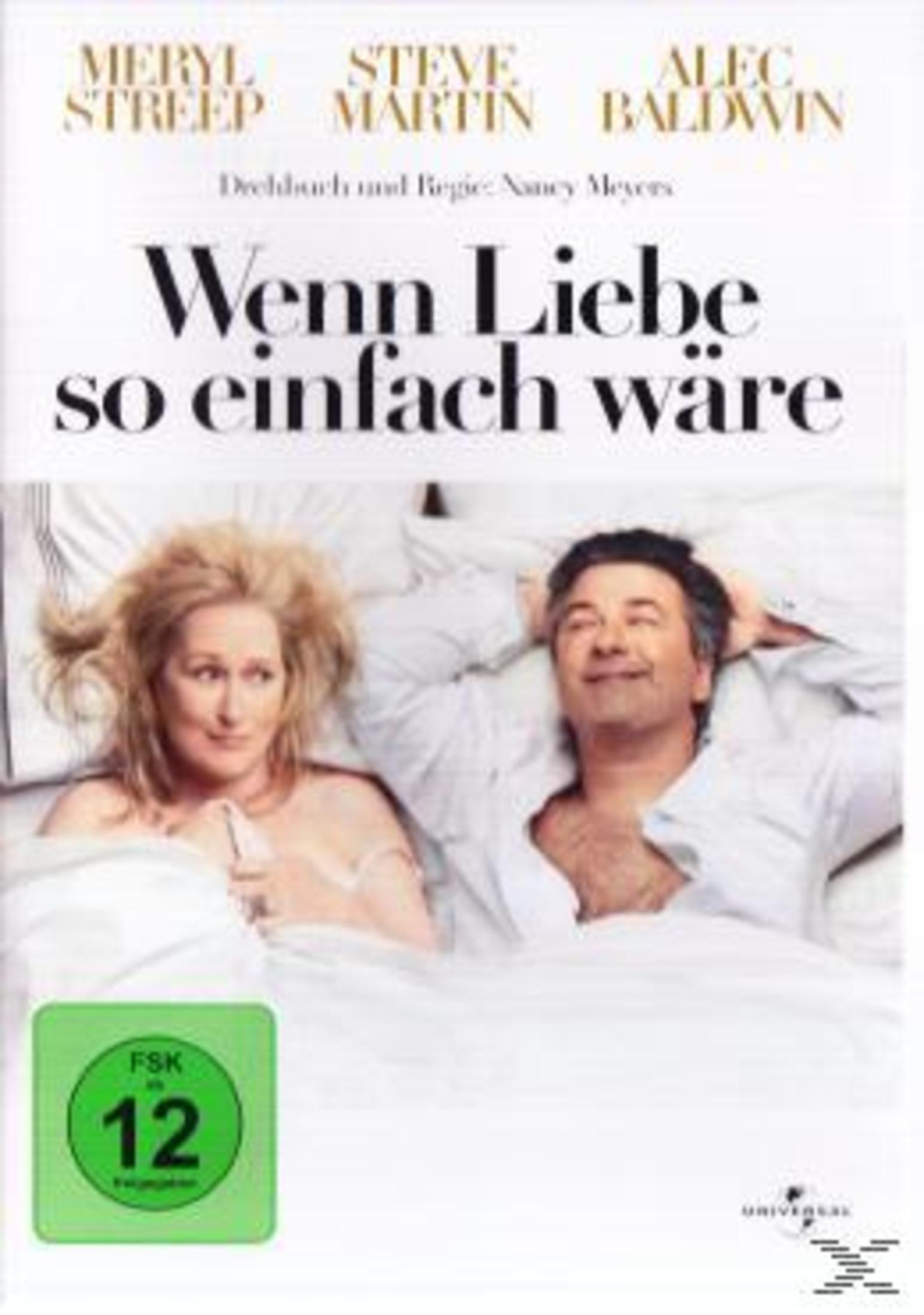 Meryl Streep und Alec Baldwin liegen im Bett. FSK 12 Logo.