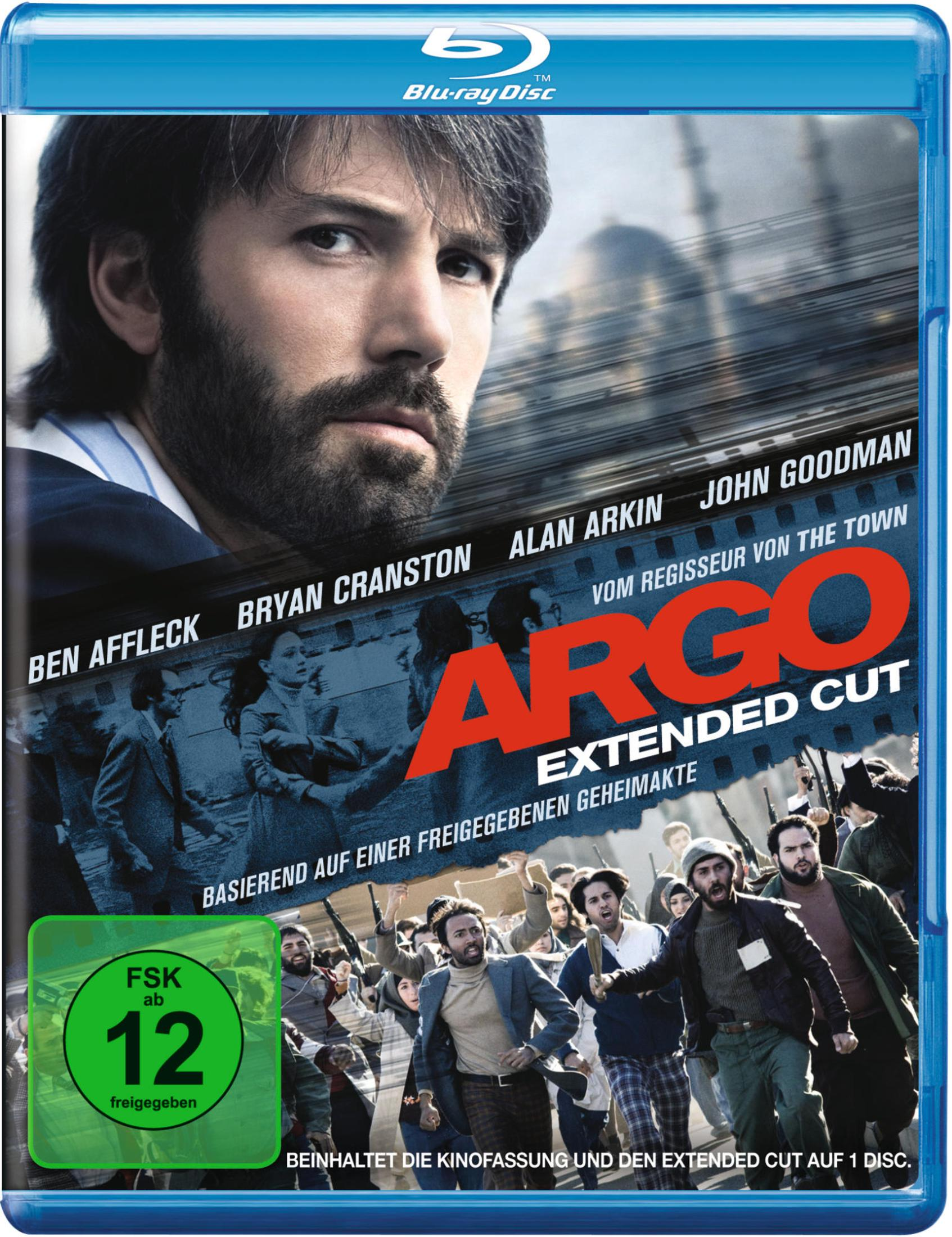 Blu-ray-Cover für 'Argo'. Zeigt Ben Afflecks Gesicht und eine Menschenmenge im Hintergrund.