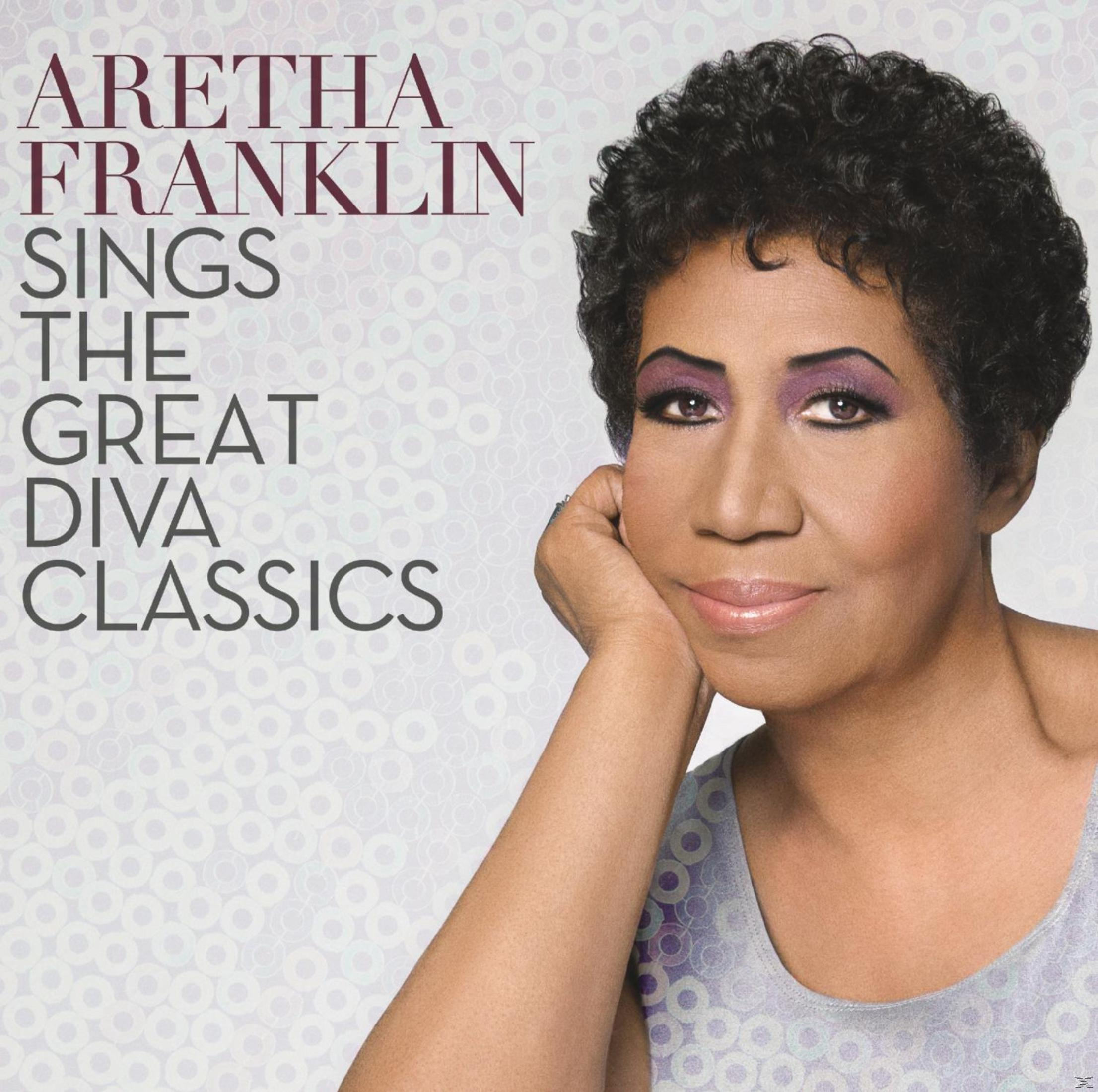 Copertina dell'album. Aretha Franklin, ritratto, testa e spalle, con testo: Sings The Great Diva Classics.