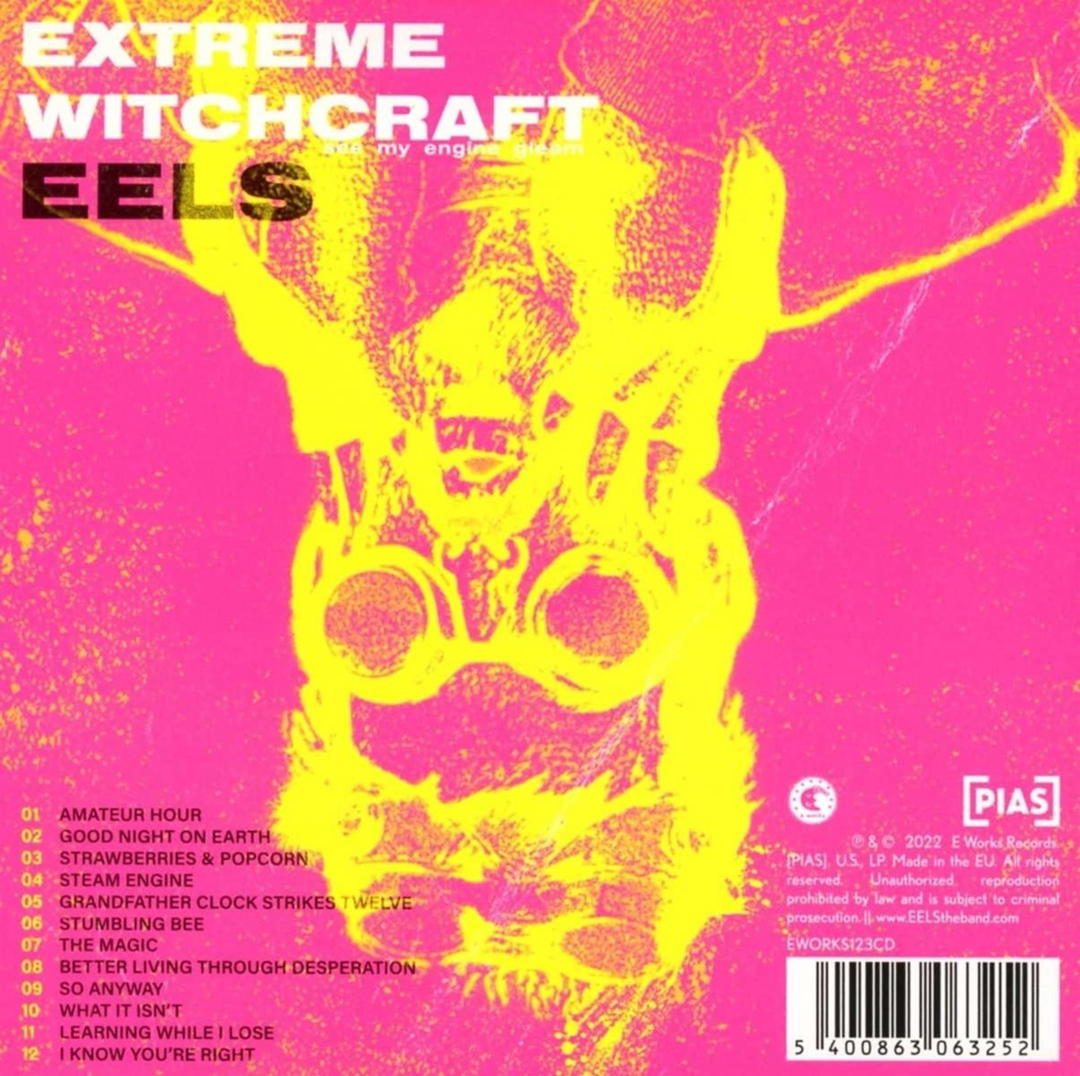 Albumhoes met EELS en de titel Extreme Witchcraft. Het heeft een geel giraffeachtig wezen.