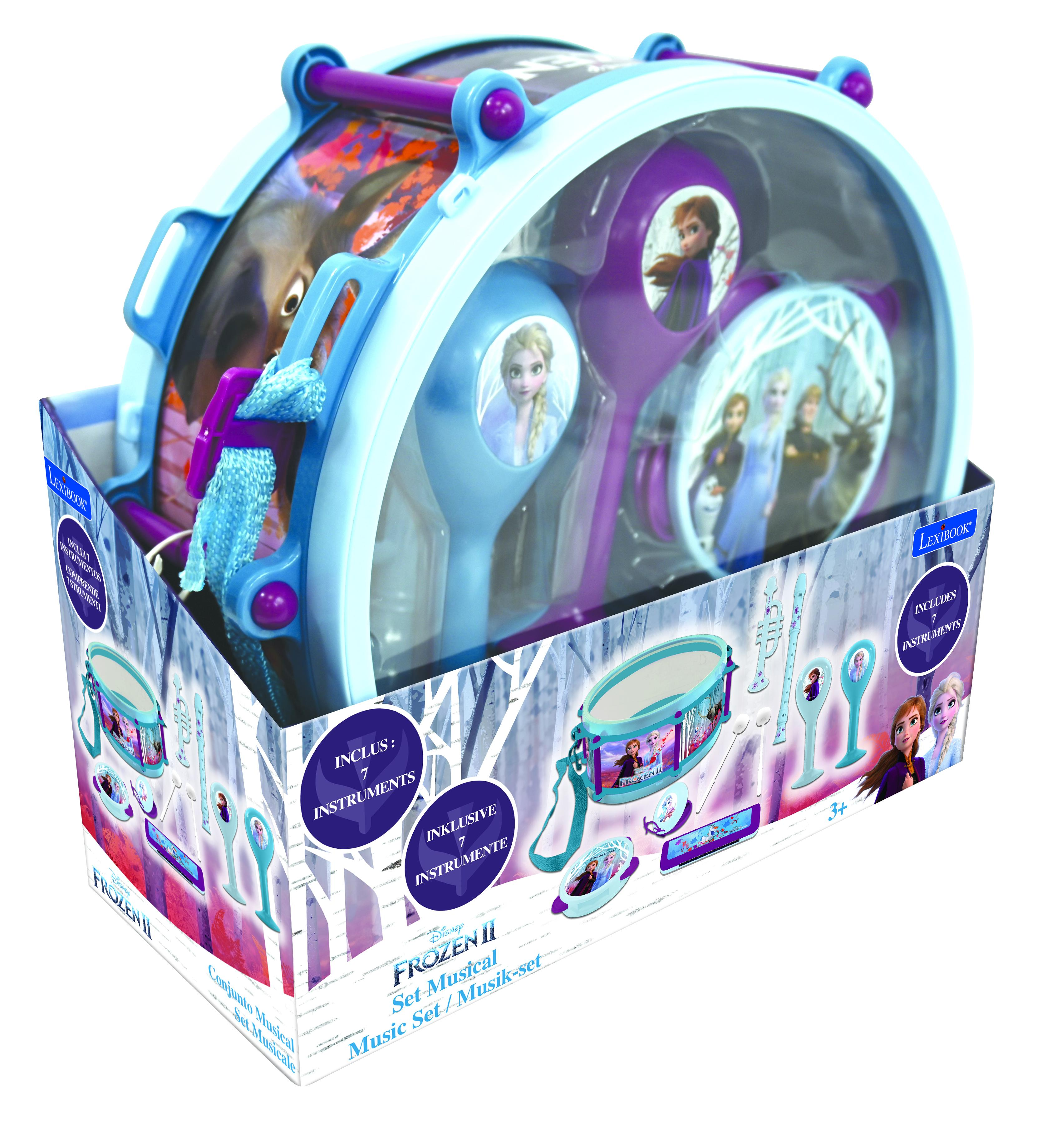 Frozen II Musikset in einer Box, enthält Trommeln, Flöten und andere Musikinstrumente.