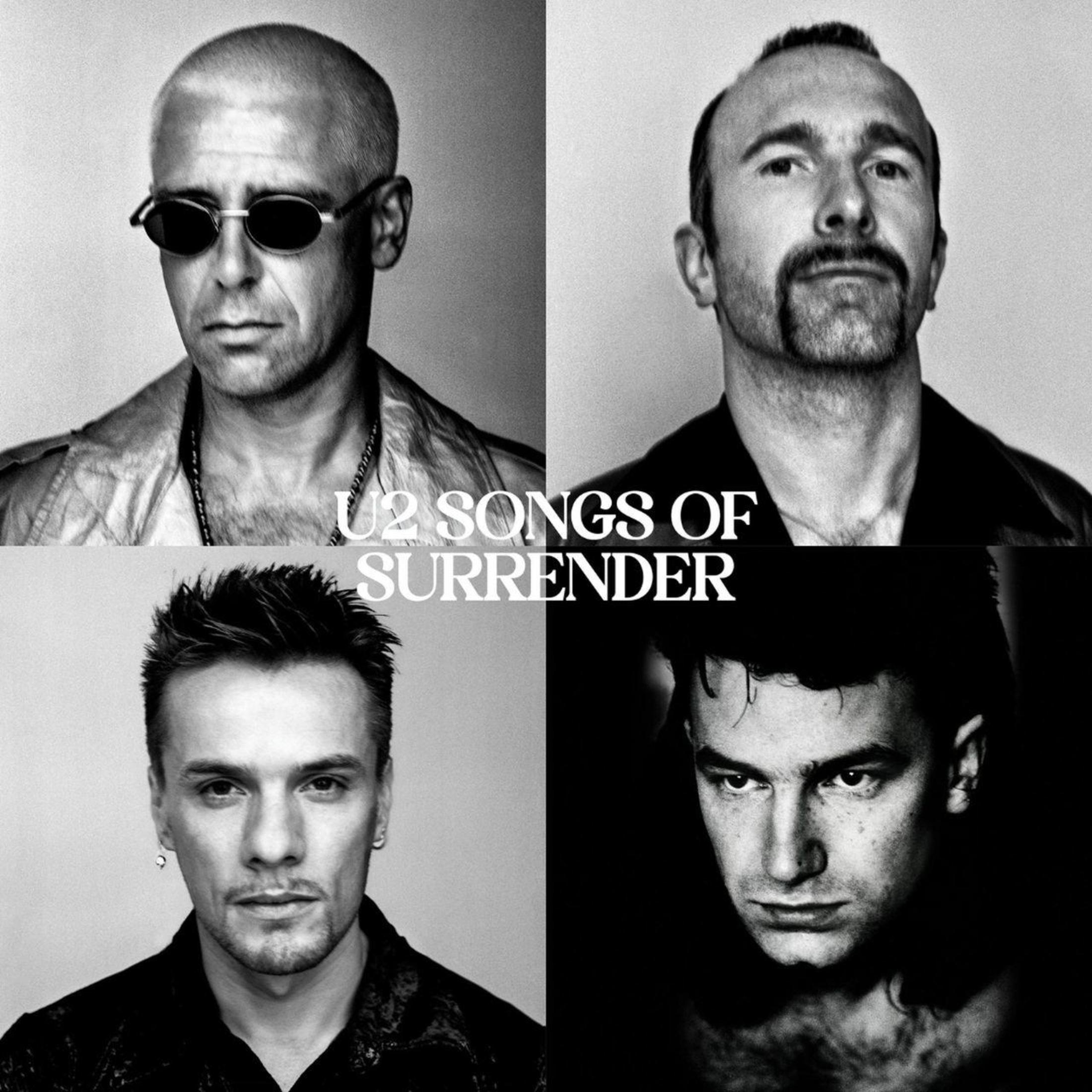 U2 albumhoes: Vier bandleden in zwart-wit. De bandnaam en albumtitel staan in het midden.