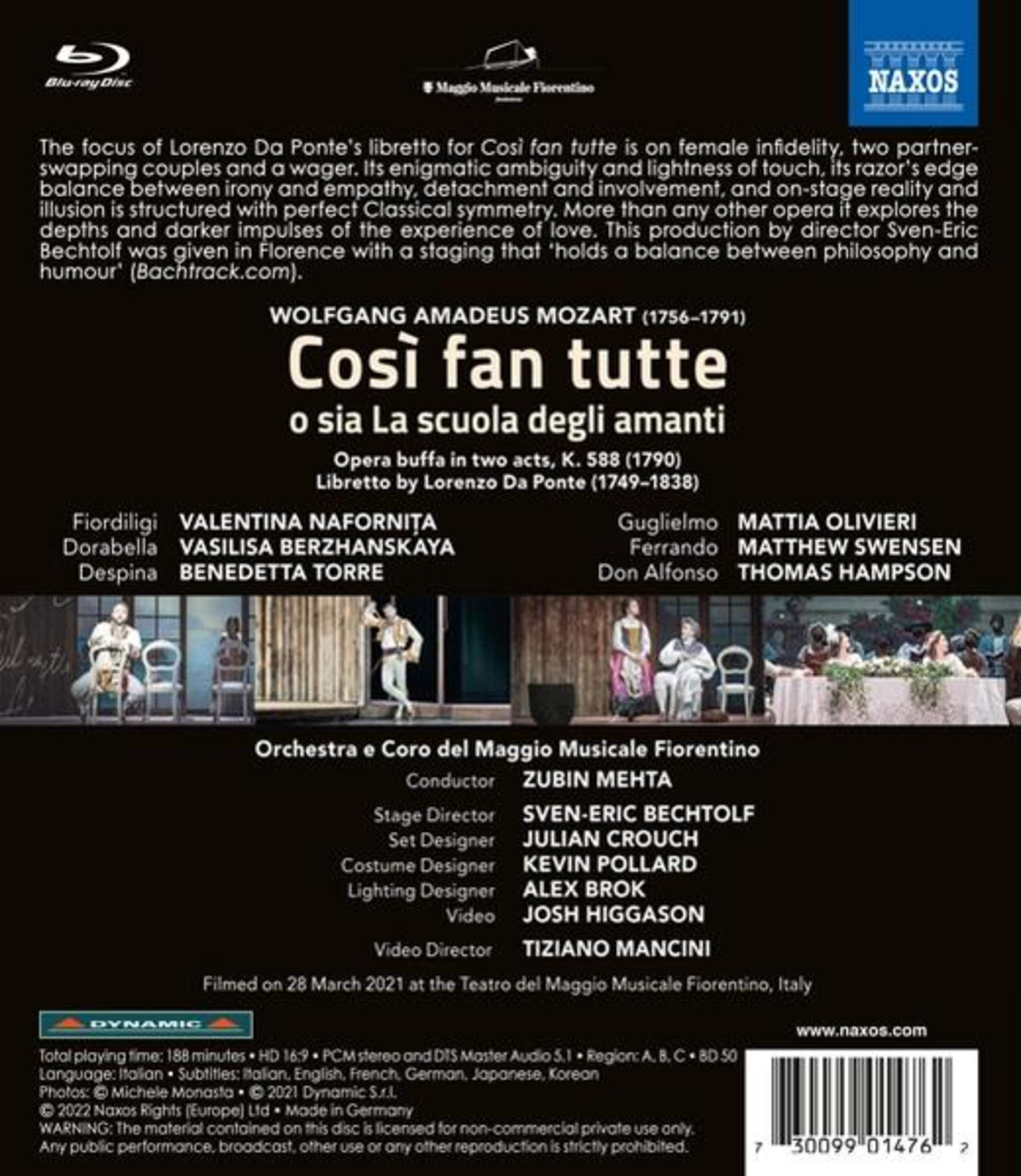Back cover of an opera Blu-ray. Text and names of performers are clearly visible.
