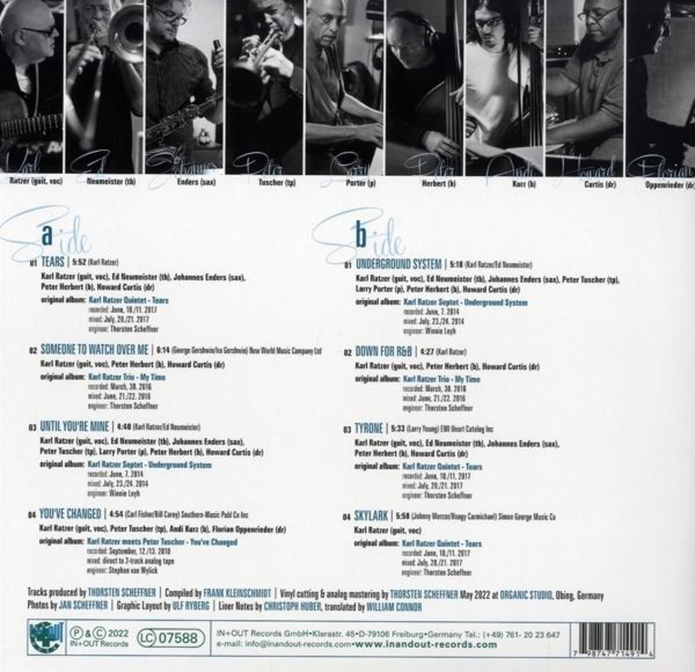 CD back cover with track lists, photos, and credits for the album.