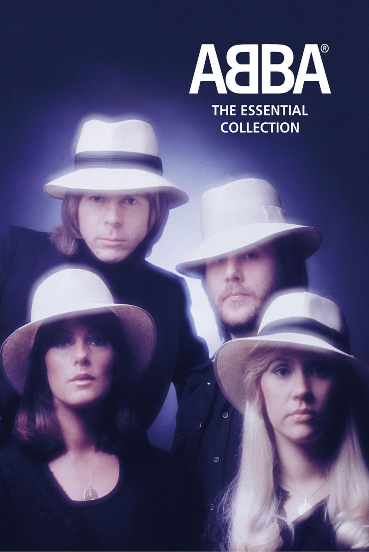 Albumcover mit ABBA, der Band in Hüten, der Text 'The Essential Collection'.