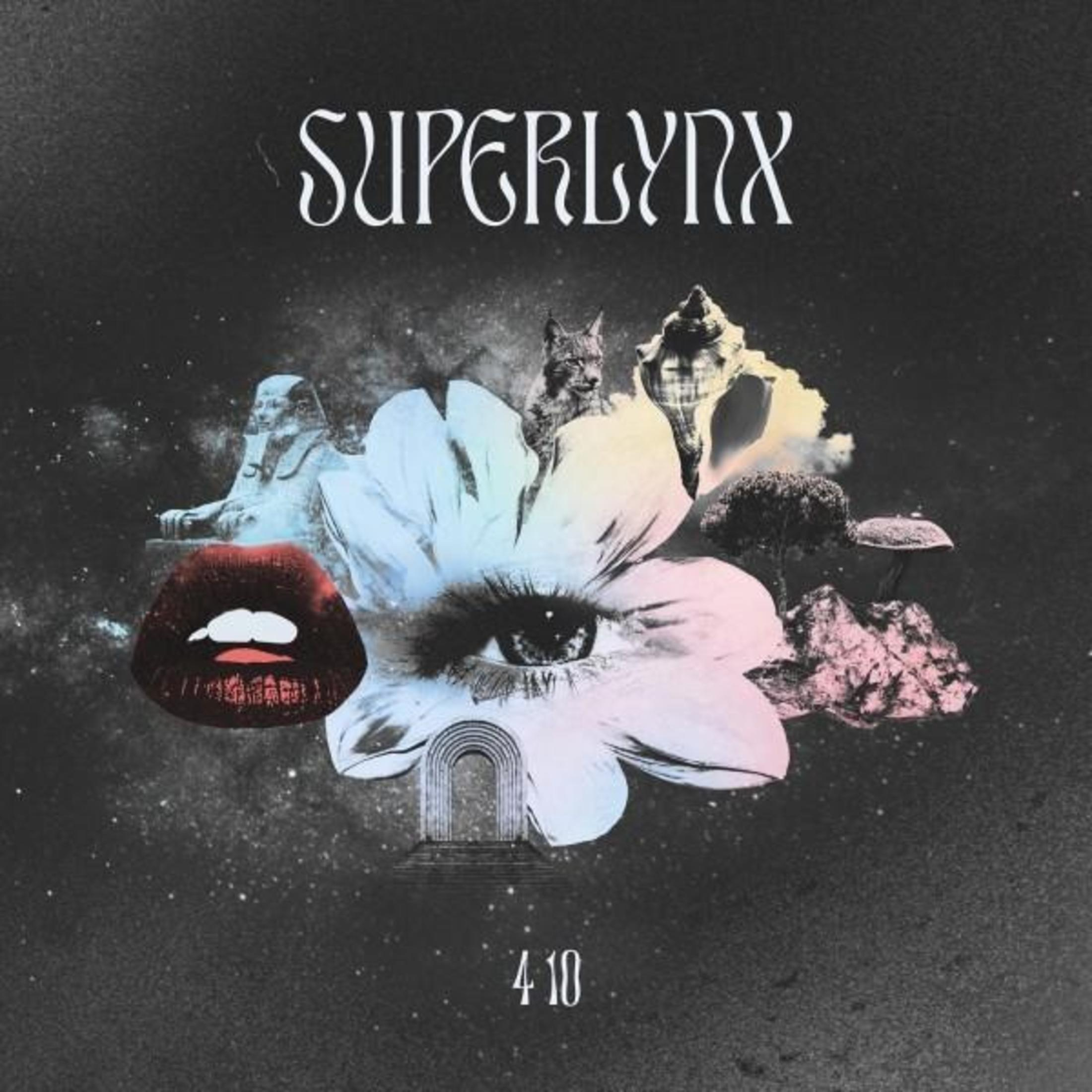 Copertina dell'album: Opera d'arte surreale di un fiore con un occhio, bocca e gatto, con la parola 'Superlynx'.