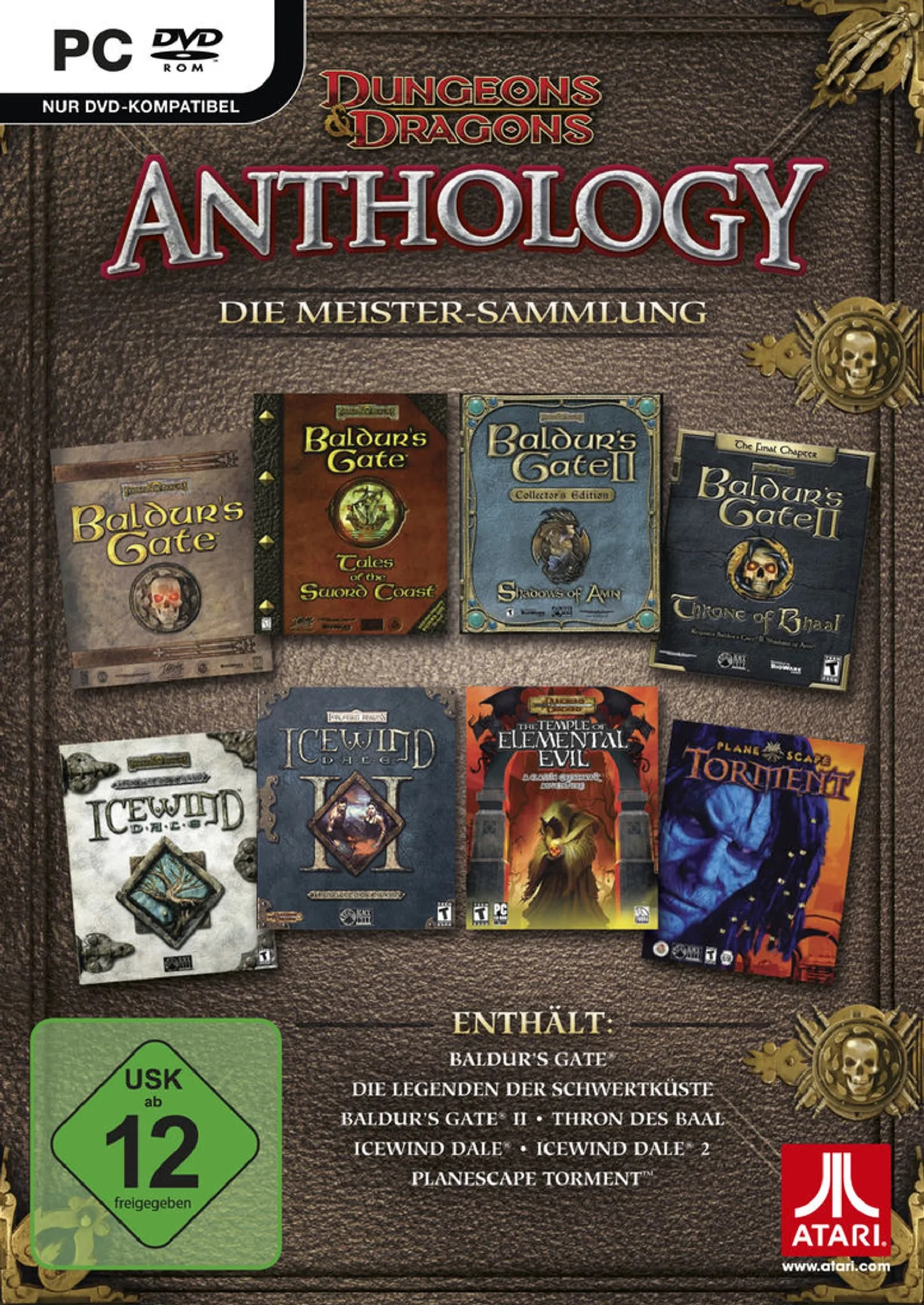 Eine PC-Spielbox für Dungeons & Dragons Anthology, die mehrere Spiel-Cover zeigt.