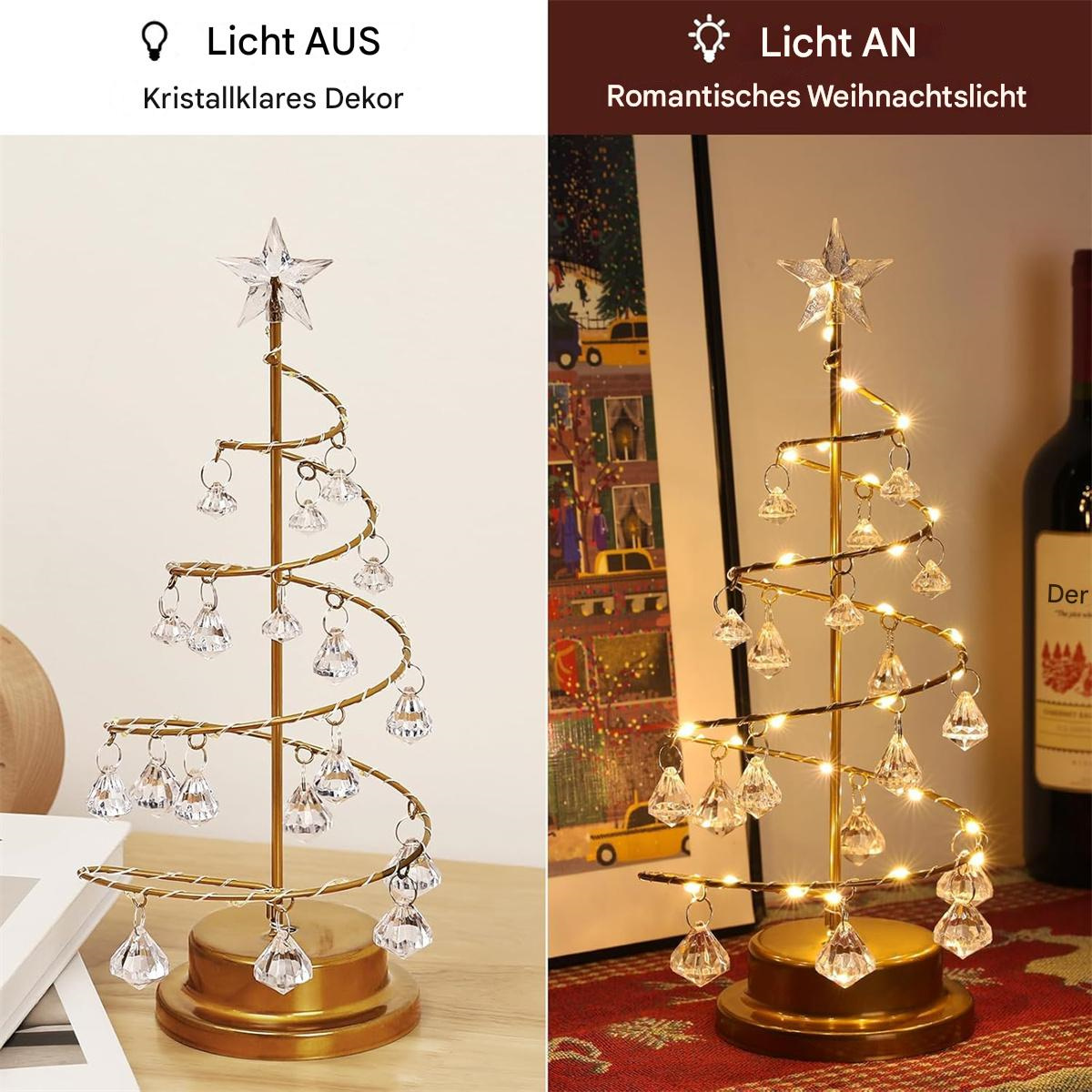 Weihnachtsbaumdekoration. Eine mit ausgeschaltetem Licht, die andere mit Licht an.