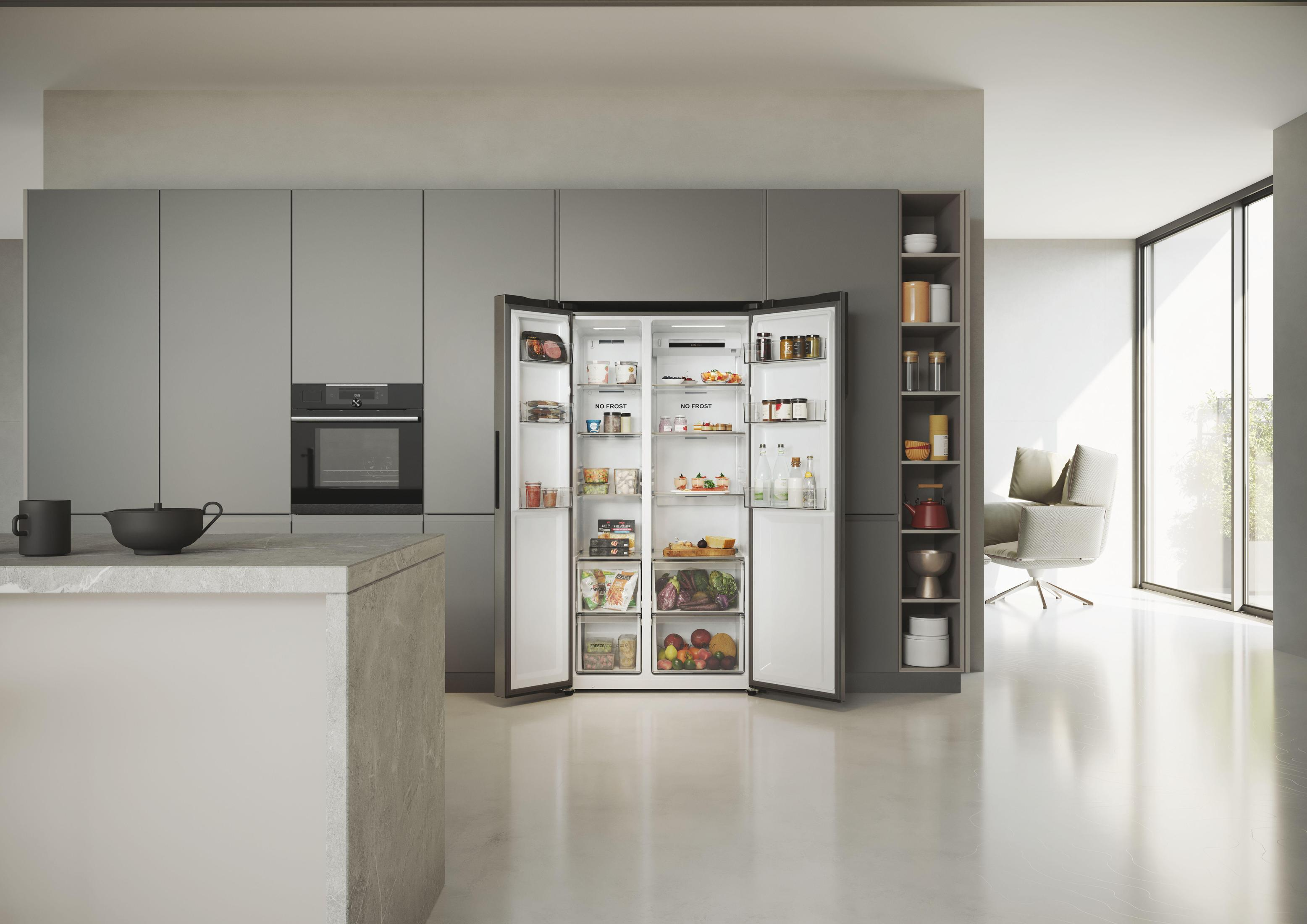 HAIER HSR5918DNMP SBS 90 SERIE 5 Side-by-Side (D, 1775 mm hoch, Front Edelstahl)