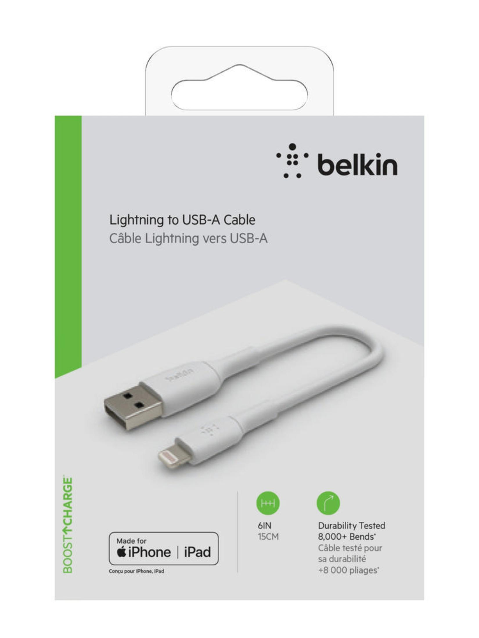 Cavo bianco da Lightning a USB-A nella confezione.