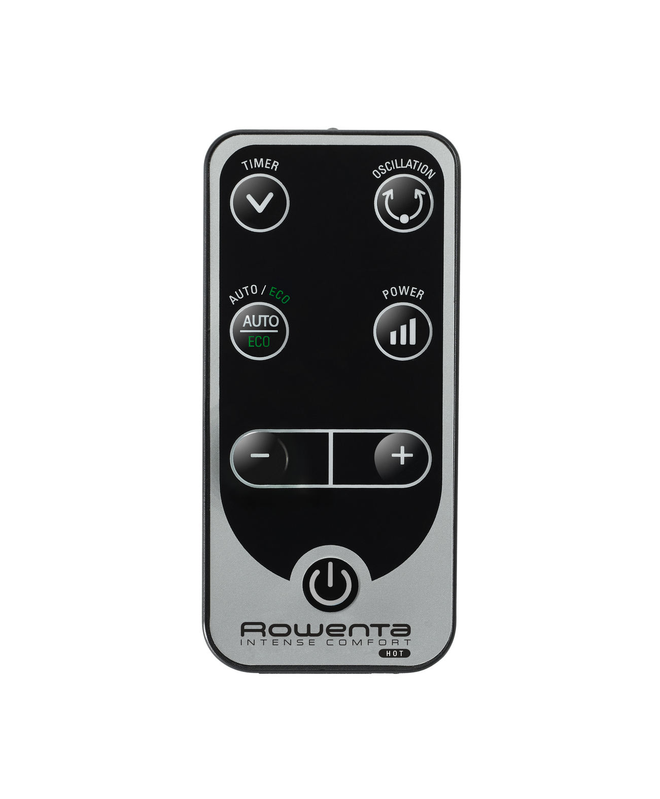 Pilot z przyciskami do timera, zasilania, oscylacji i innych funkcji.