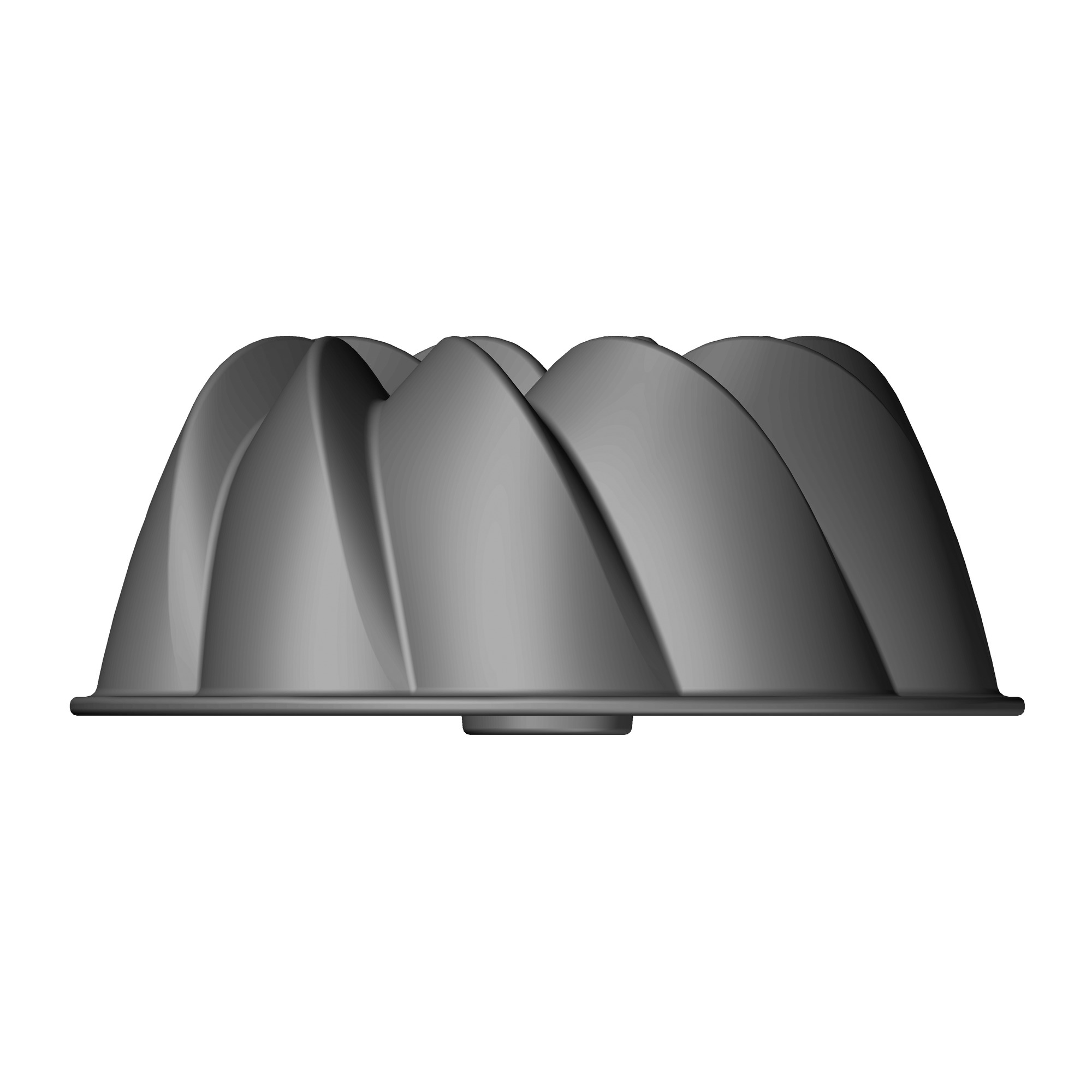 Szara forma do ciasta babka, widok z góry. Karbowany design.