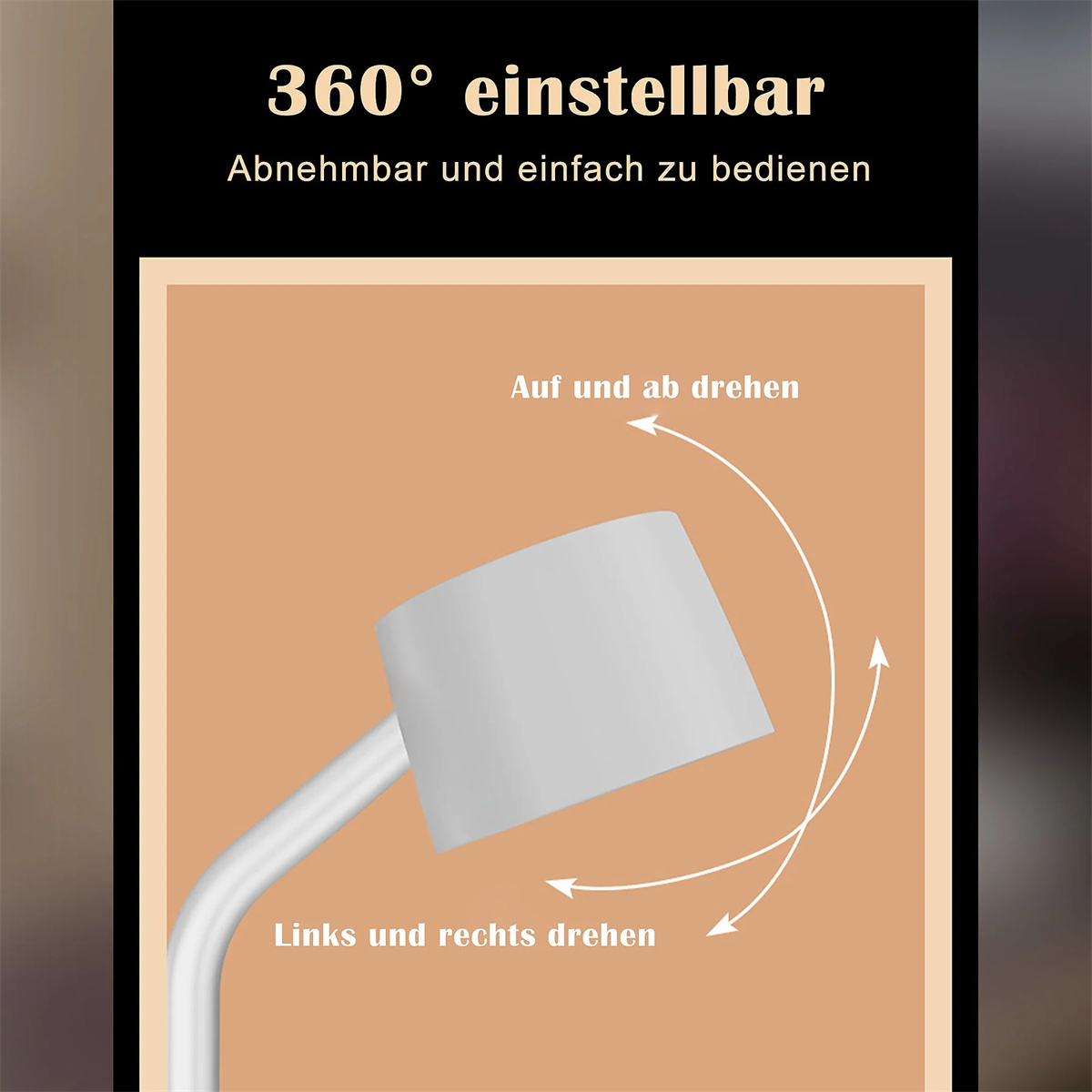 Diagramm zeigt ein rotierendes weißes Objekt, mit Text auf Deutsch.