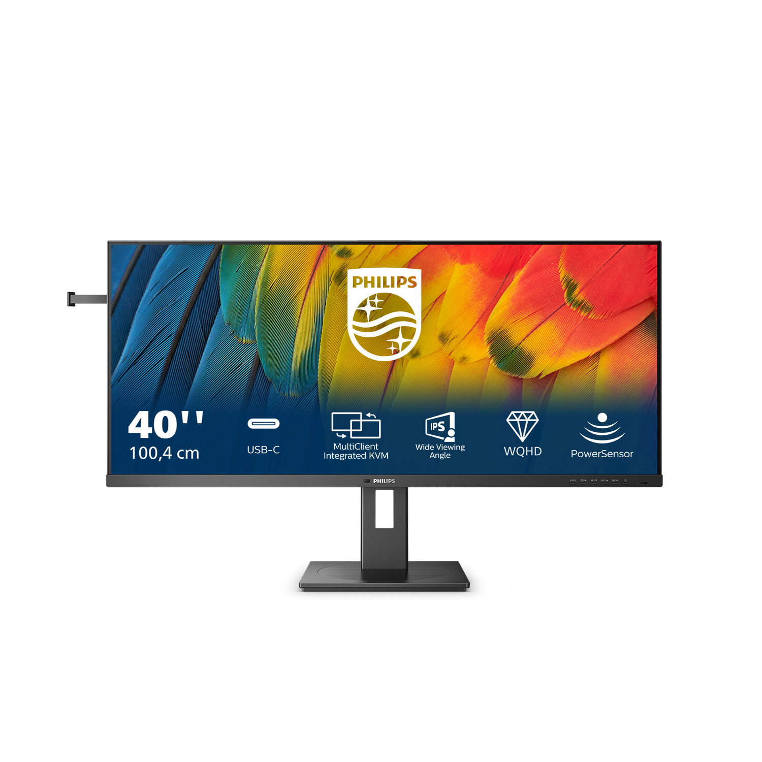 Monitor 40" z logo, USB-C, zintegrowany KVM, szeroki kąt widzenia, WQHD, PowerSensor.