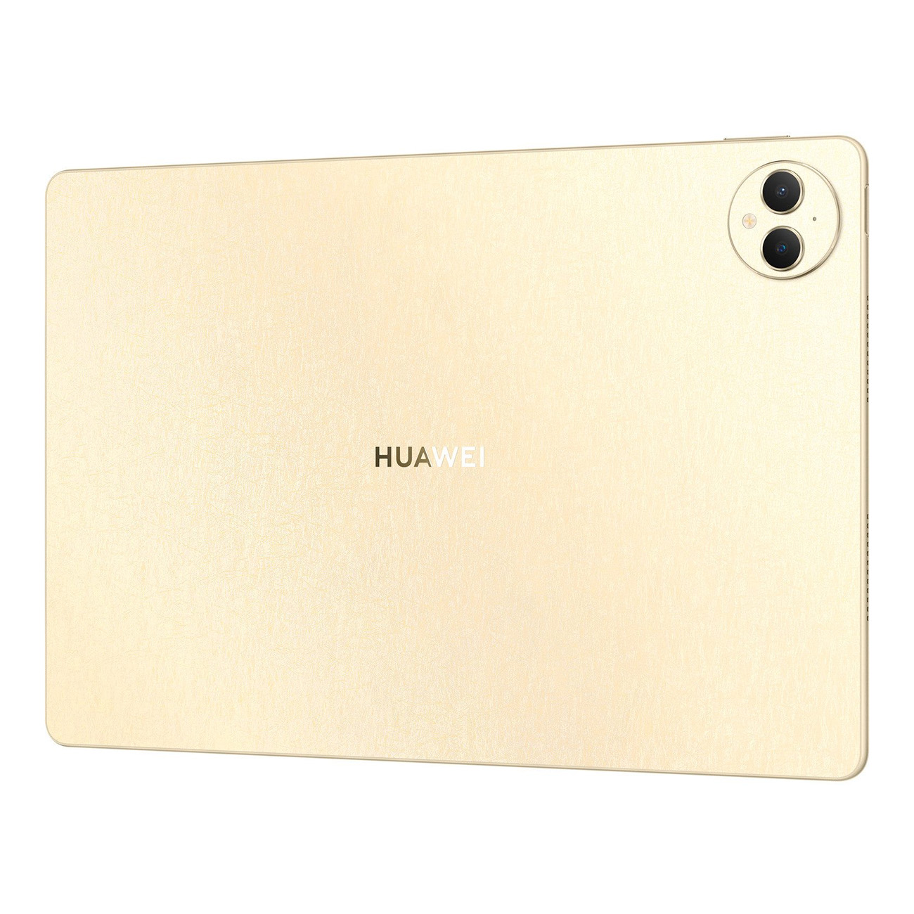 Ein goldfarbenes Tablet mit Kamerahügel auf der Rückseite.