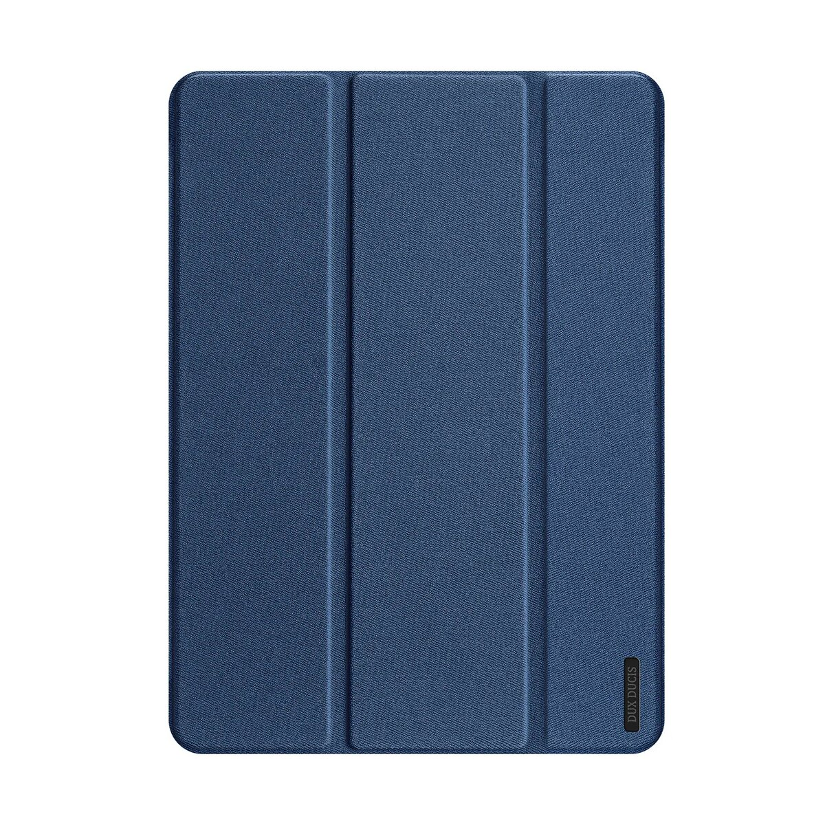 Blaue Tablet-Hülle. Dunkelblaue Farbe. Dreifach-Design. Markenname DUX DUCIS.