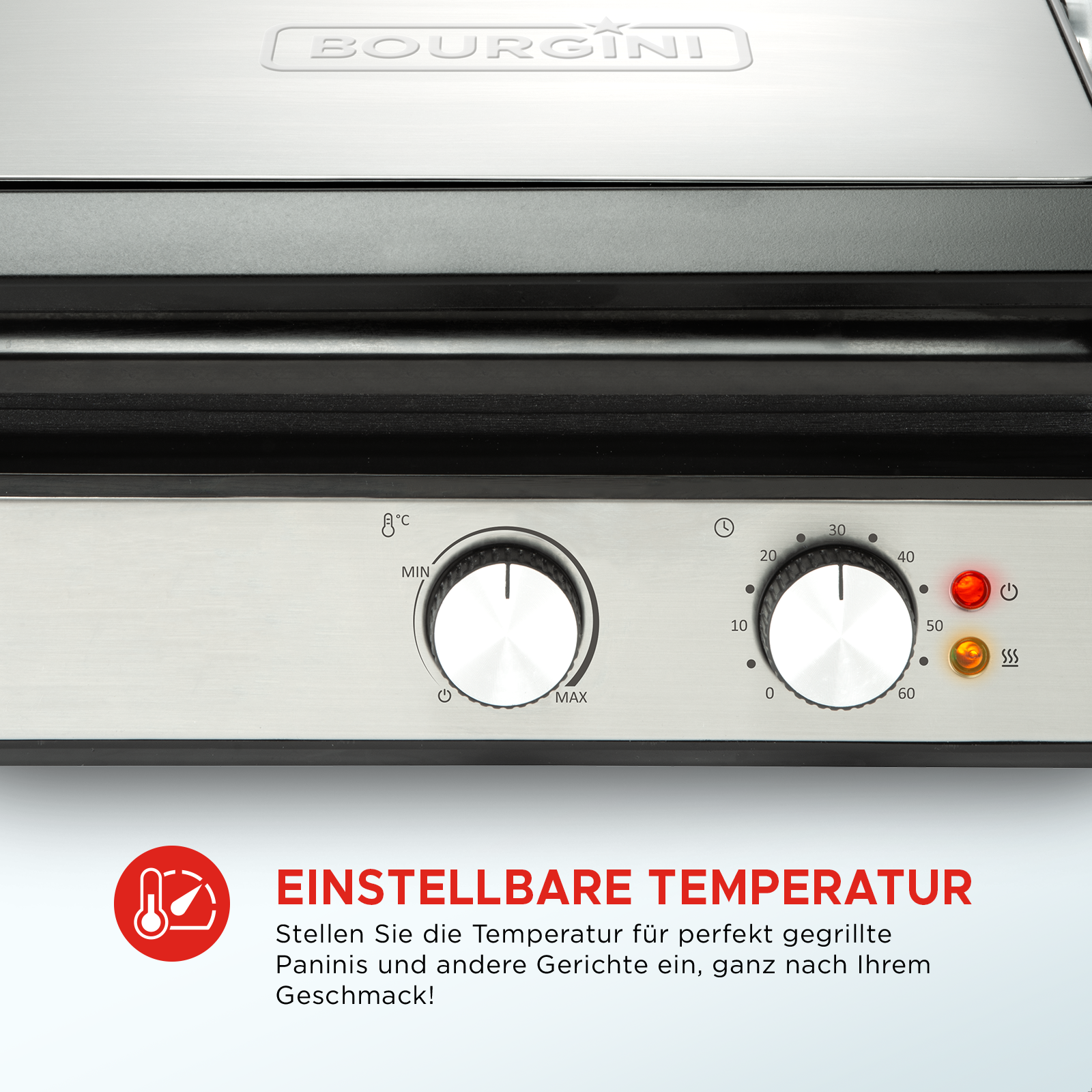 Plancha de asar - BOURGINI 11.5001.00.00, 1800 W, Acero inoxidable