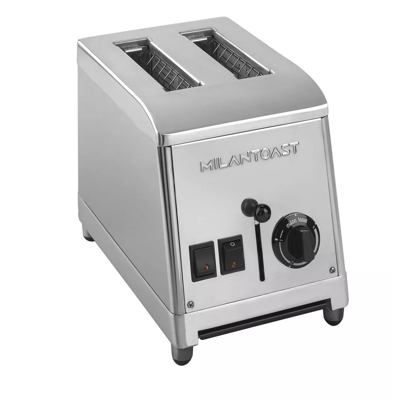 Tostapane Milan Toast in acciaio inox con due fessure, manopola di controllo e pulsanti.