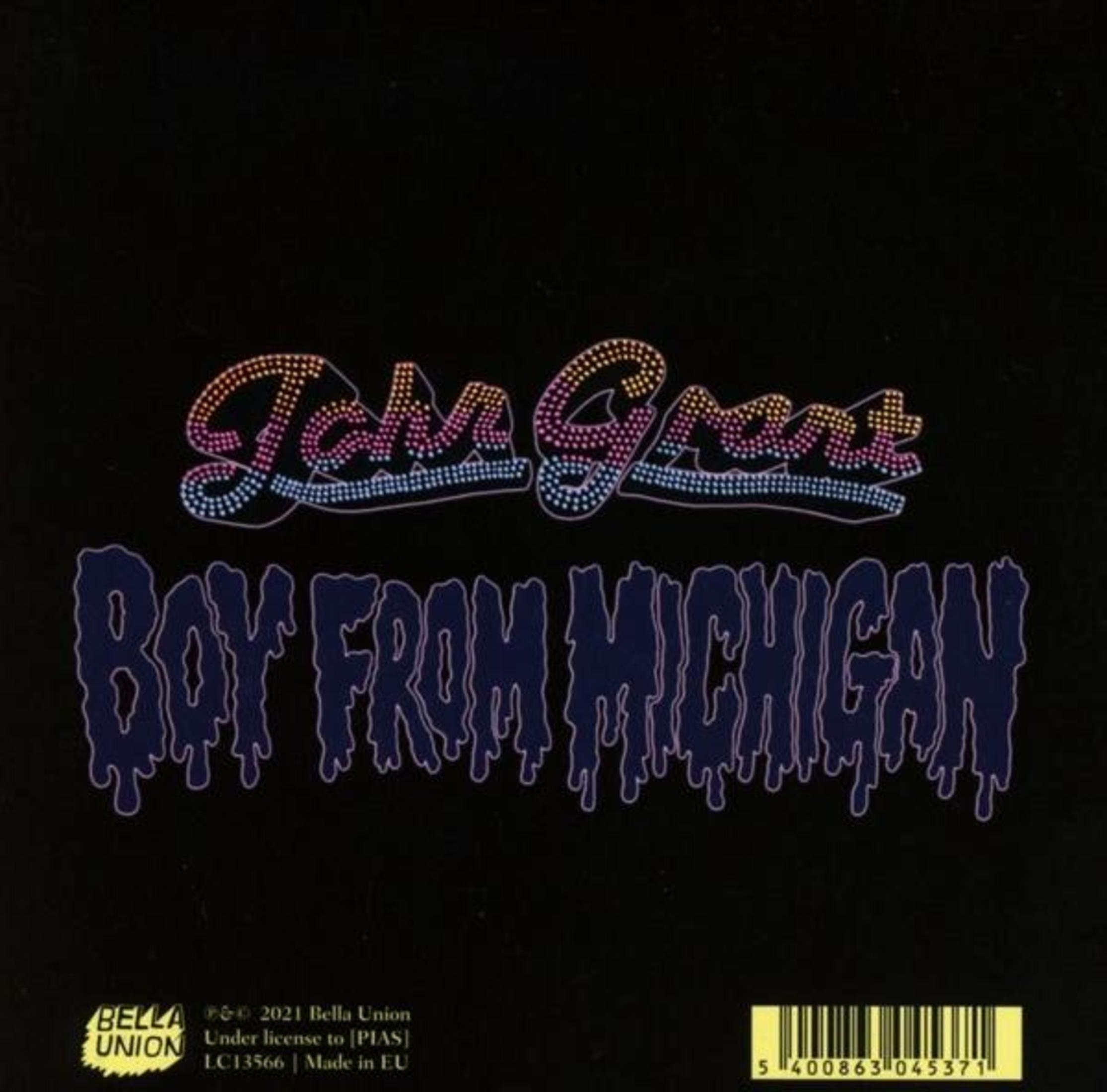 Pochette d'album avec le texte 'Boy From Michigan' et le nom de l'artiste John Grant.