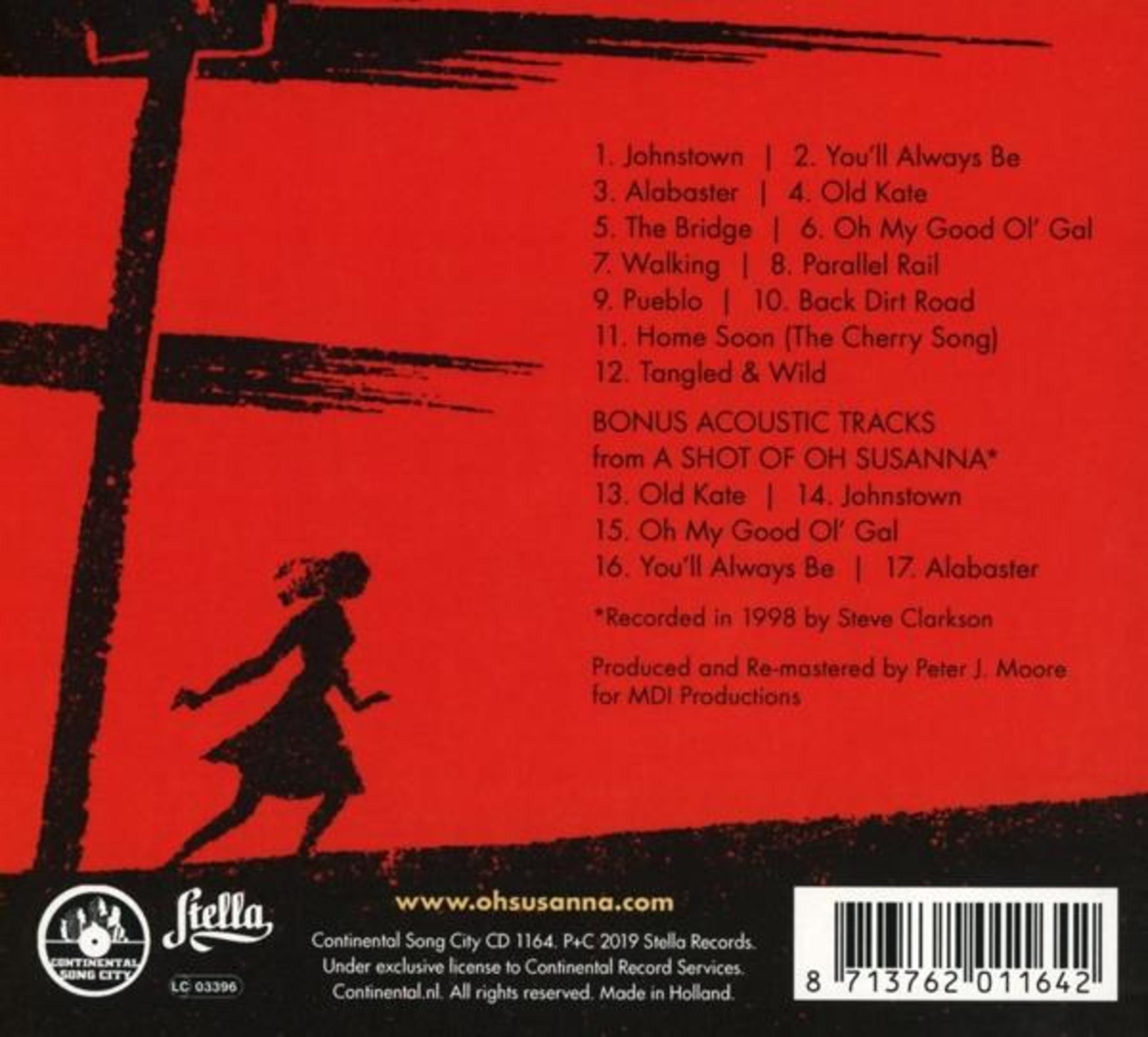 Achterkant van het album met songtitels en een silhouet van een vrouw.