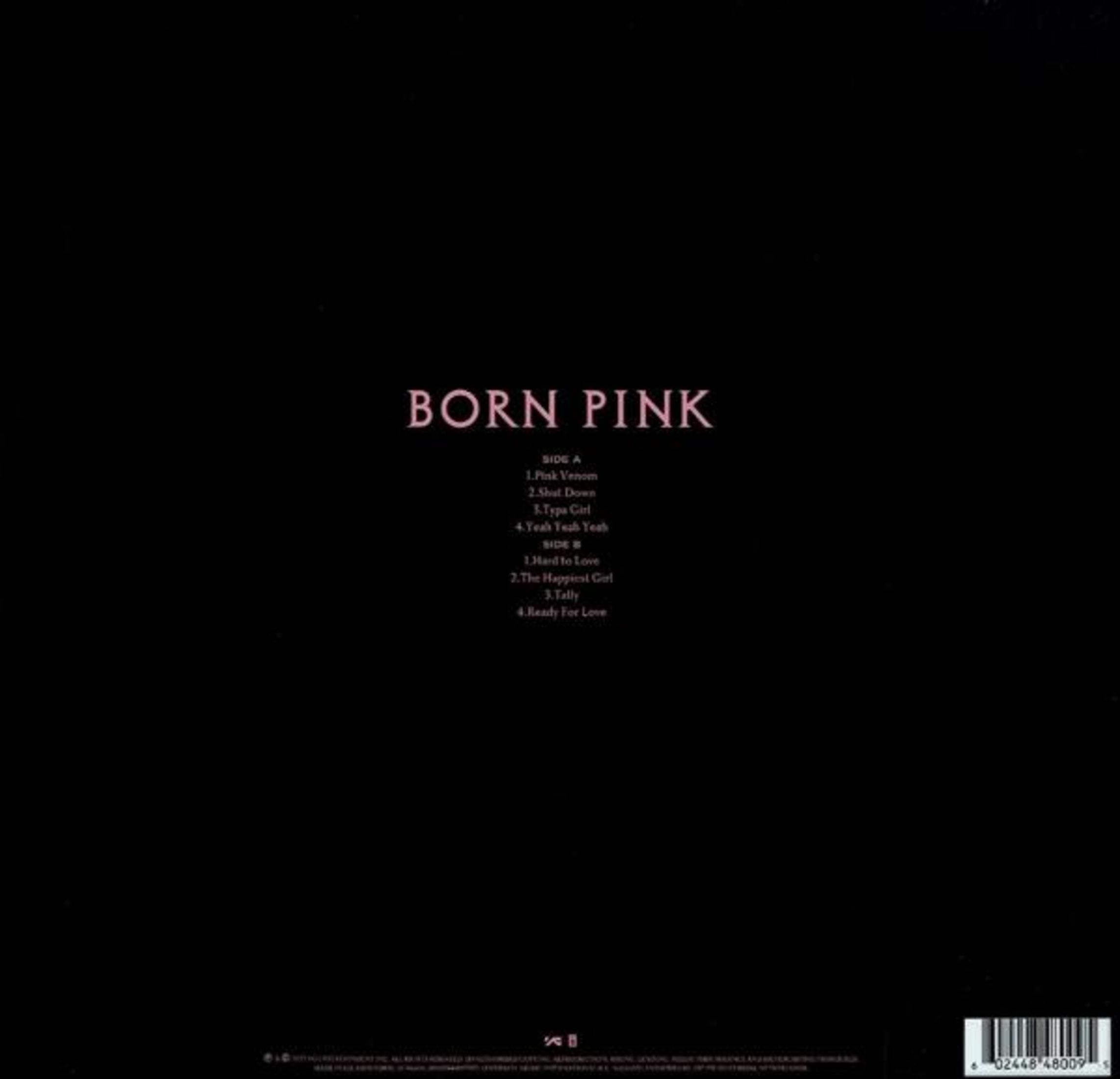 Album cover with black background and white text, song titles, and artist name.
