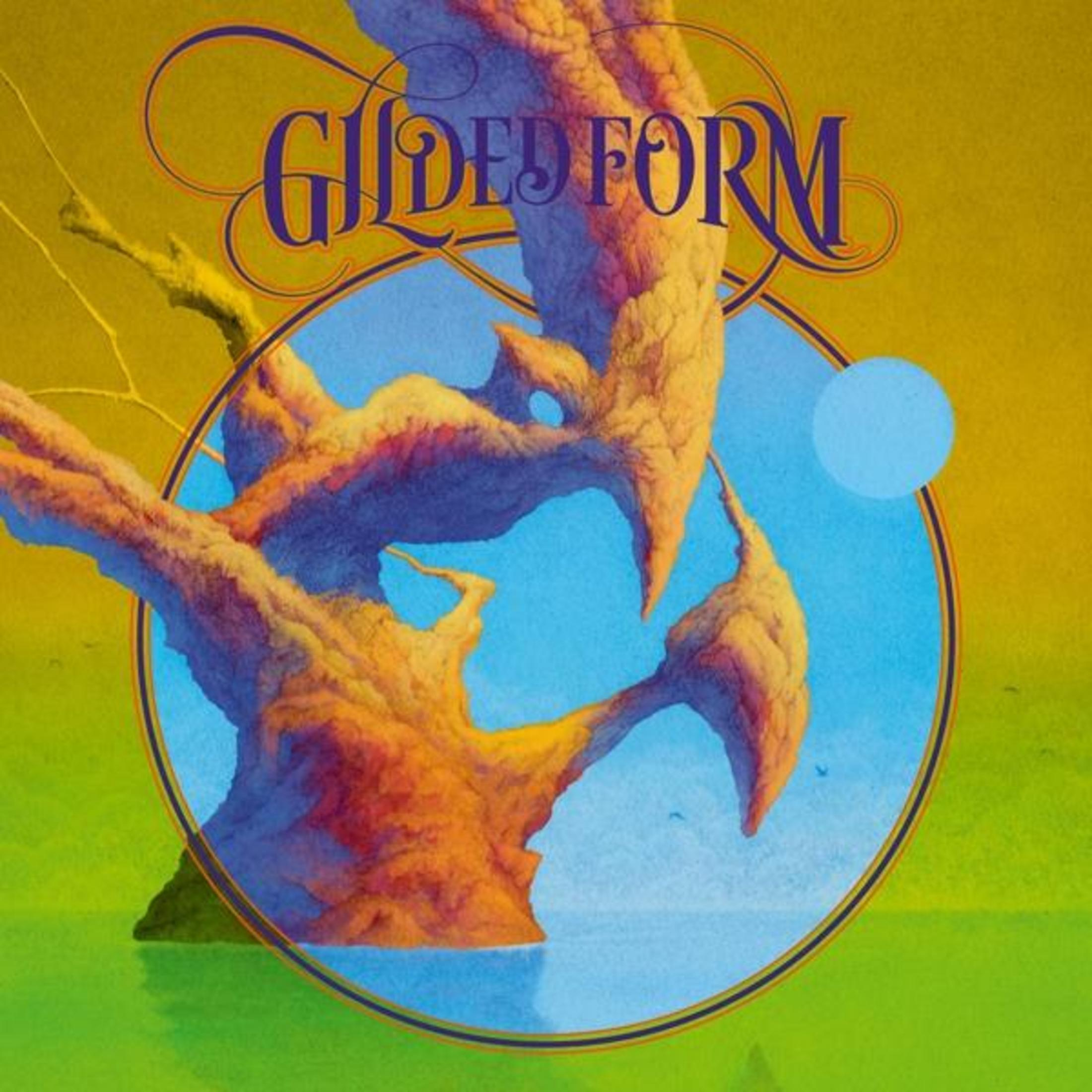 Copertina dell'album con arte surreale. Una struttura ad albero all'interno di un cerchio blu. Vengono utilizzati i colori giallo e blu.