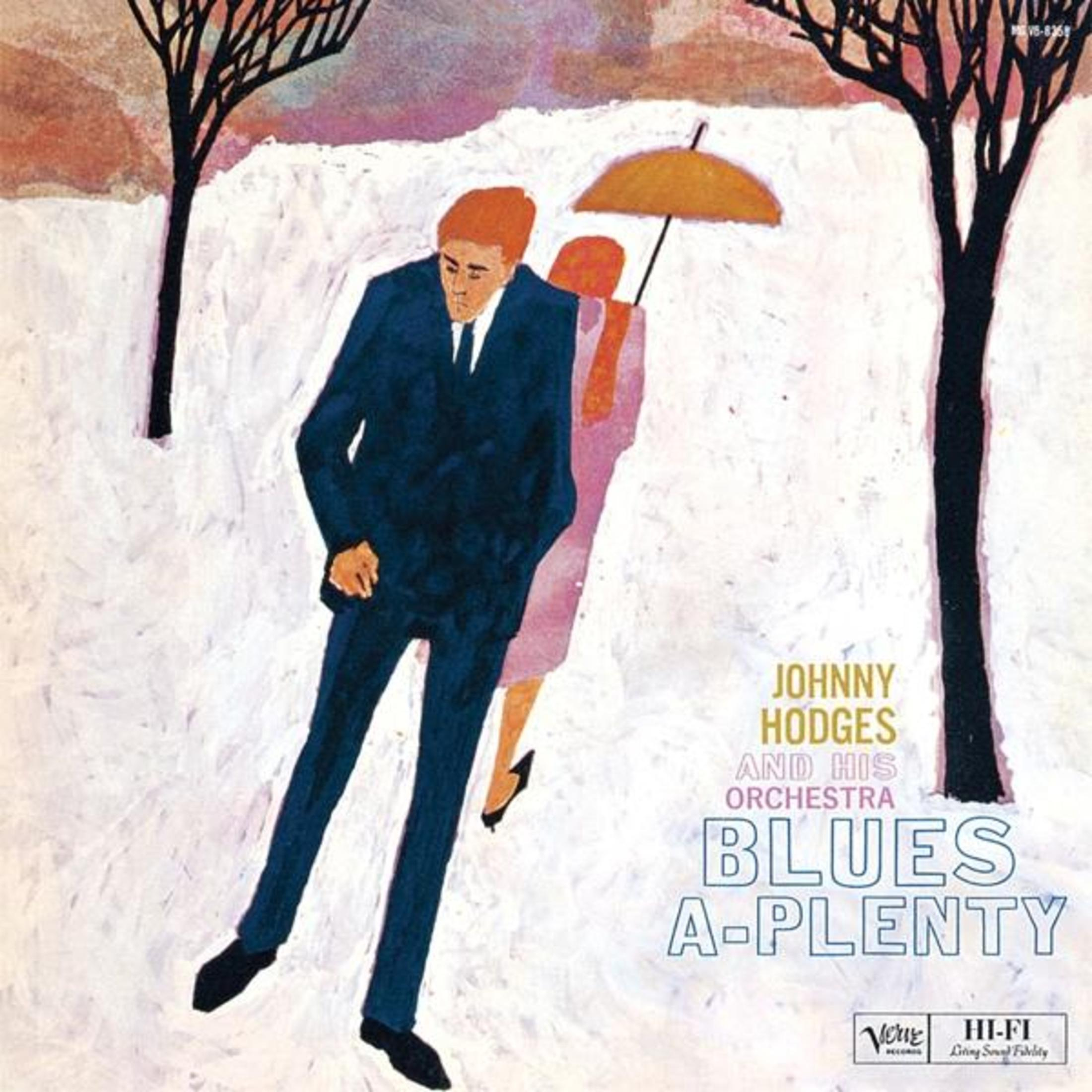 Copertina dell'album con un uomo in completo blu e una donna con un ombrello che camminano in una scena innevata.