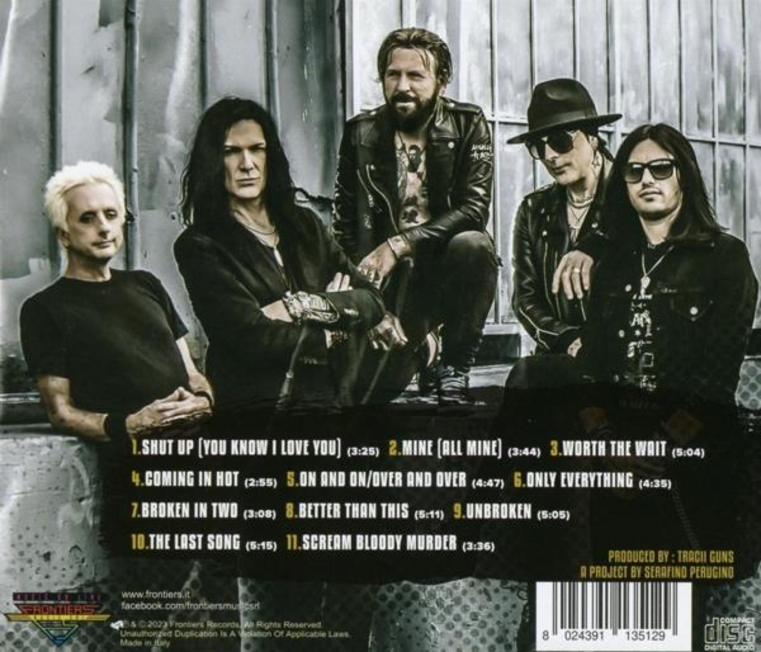 Album back cover: Five men, band members, with track list including 'Coming in Hot'.