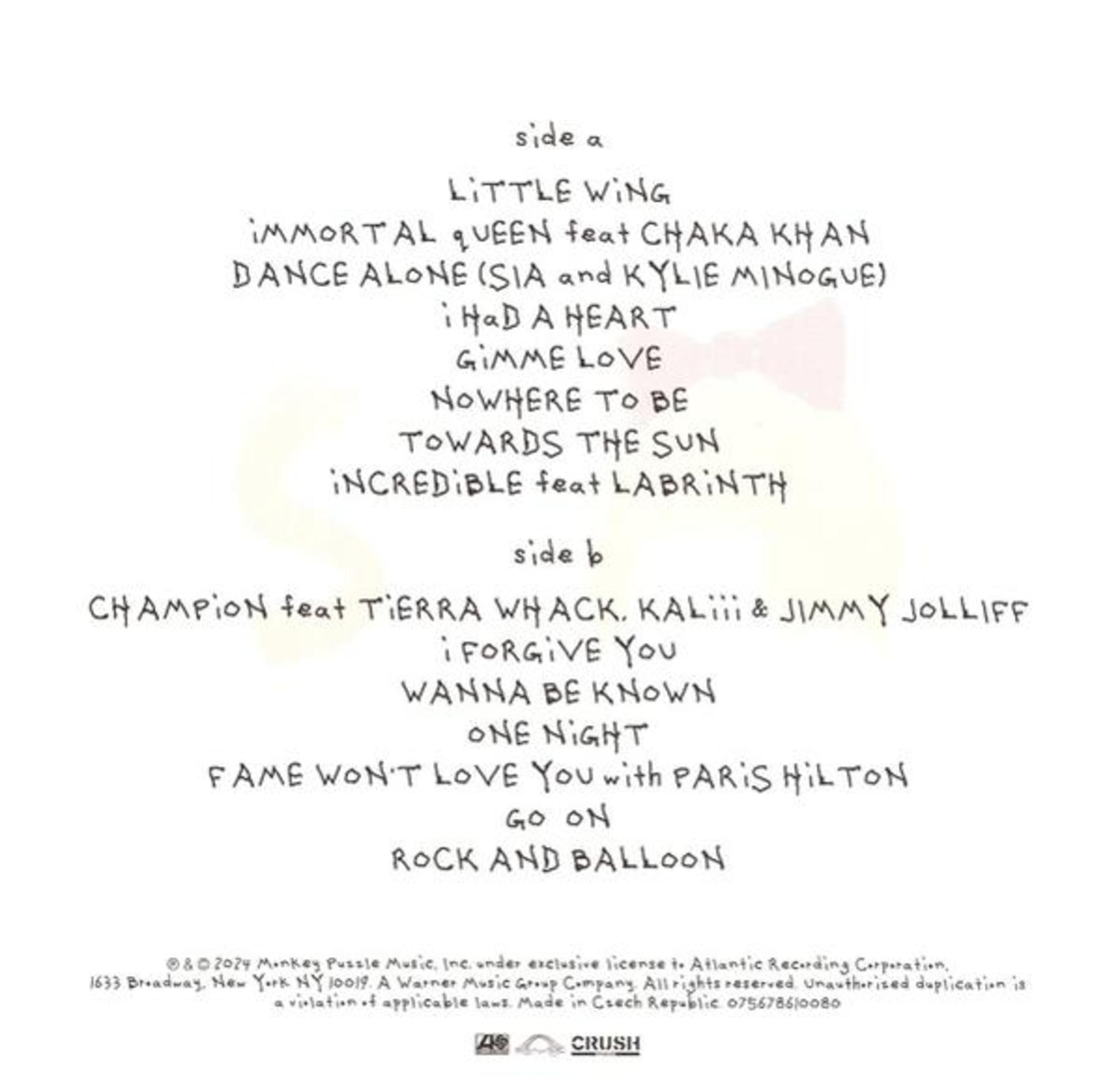 Album cover with song titles and credits: 'Little Wing', 'Wanna Be Known'.