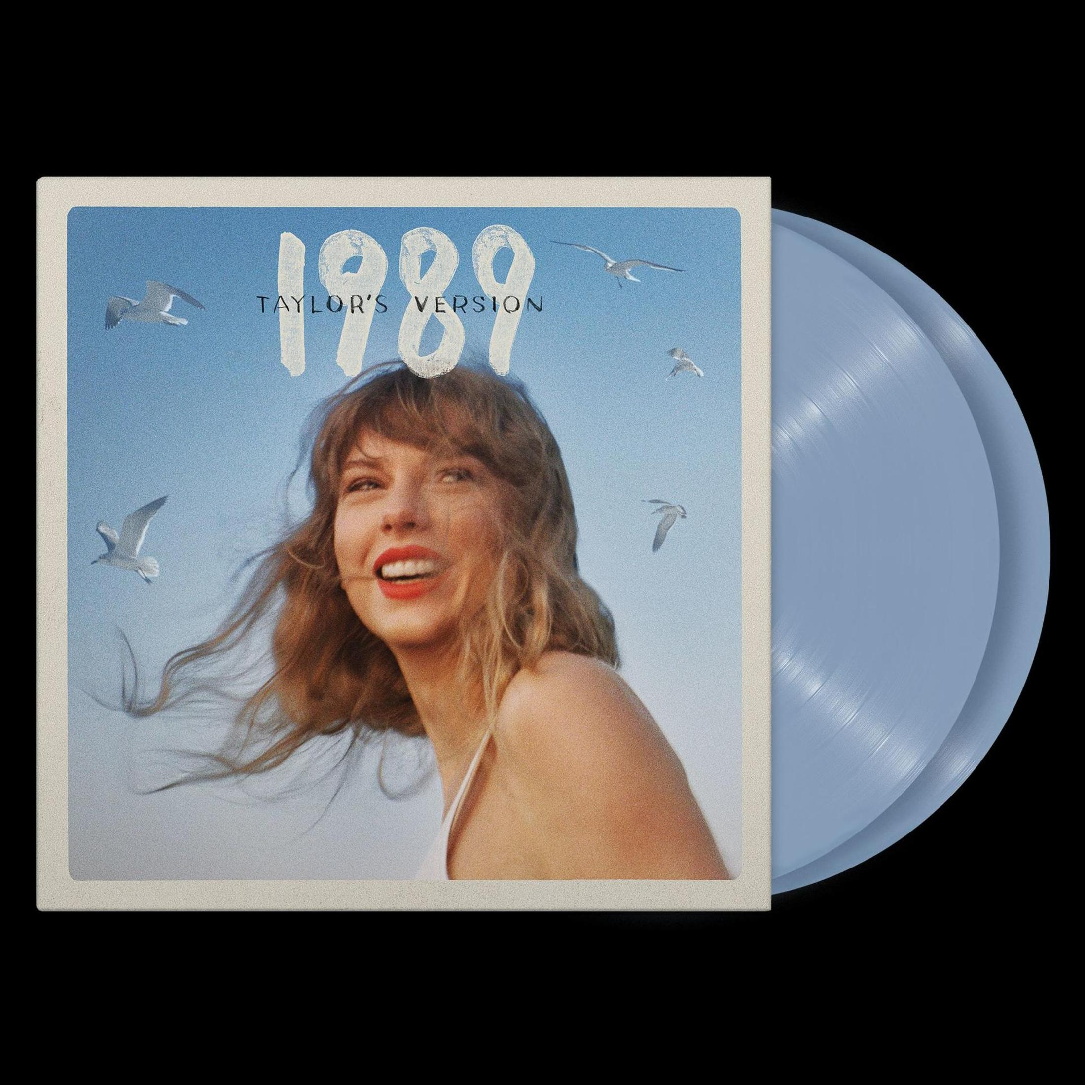 Portada del álbum con Taylor Swift sonriendo, con gaviotas y el título del álbum '1989'.