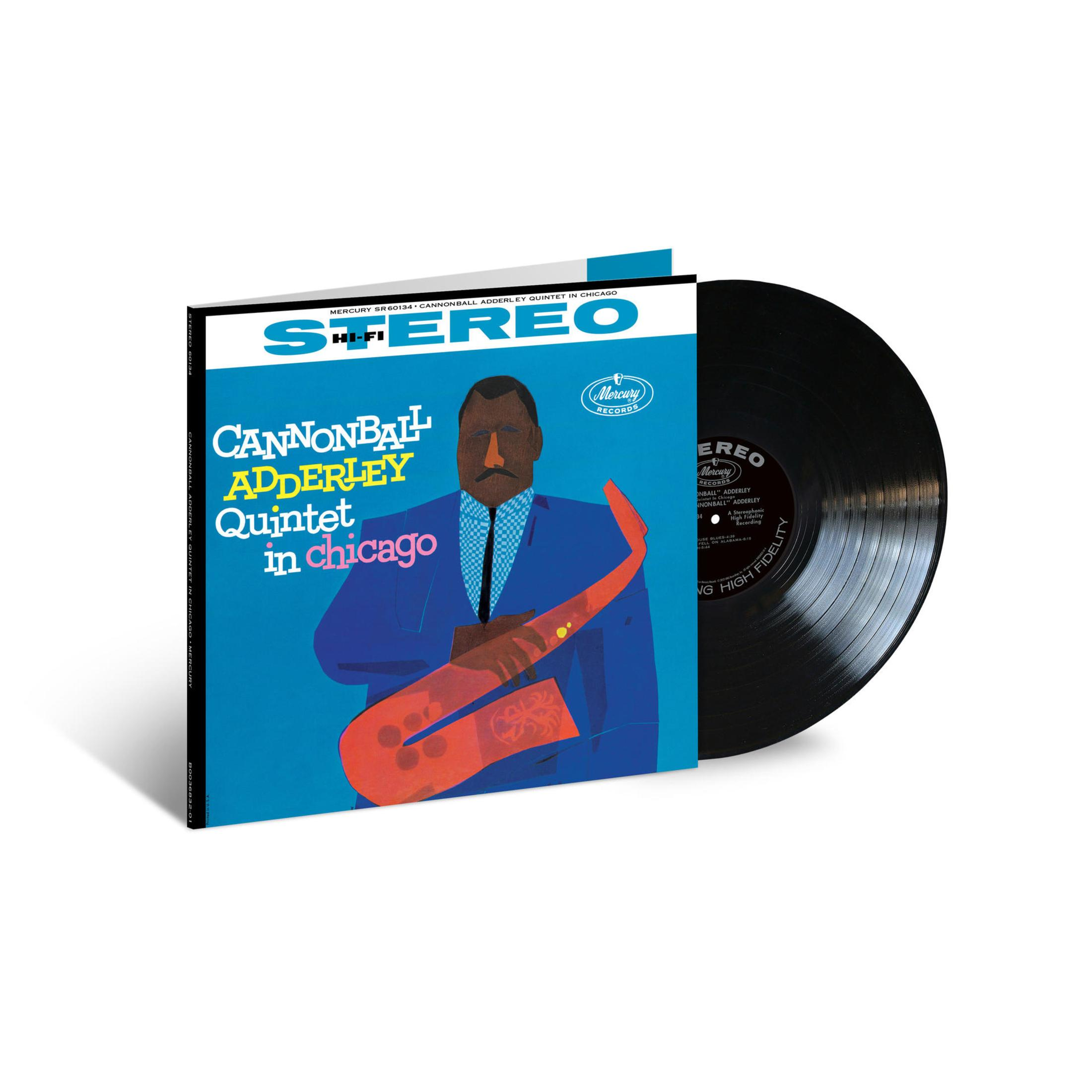 Copertina dell'album con un uomo e un sassofono. Il testo 'Cannonball Adderley Quintet in Chicago' è sulla copertina.