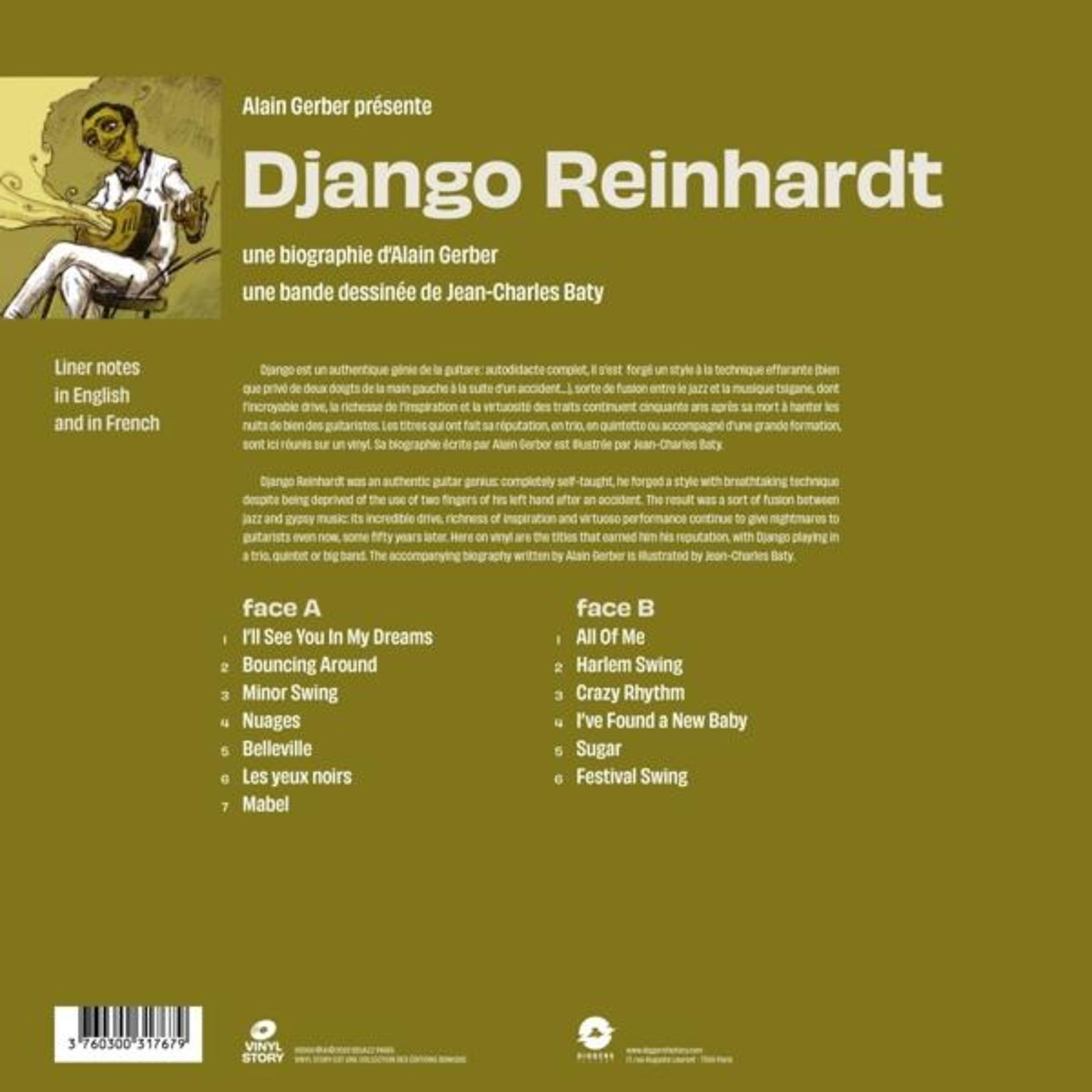 Album cover with text about a biography of Jean-Charles Bati and a graphic with a musician.