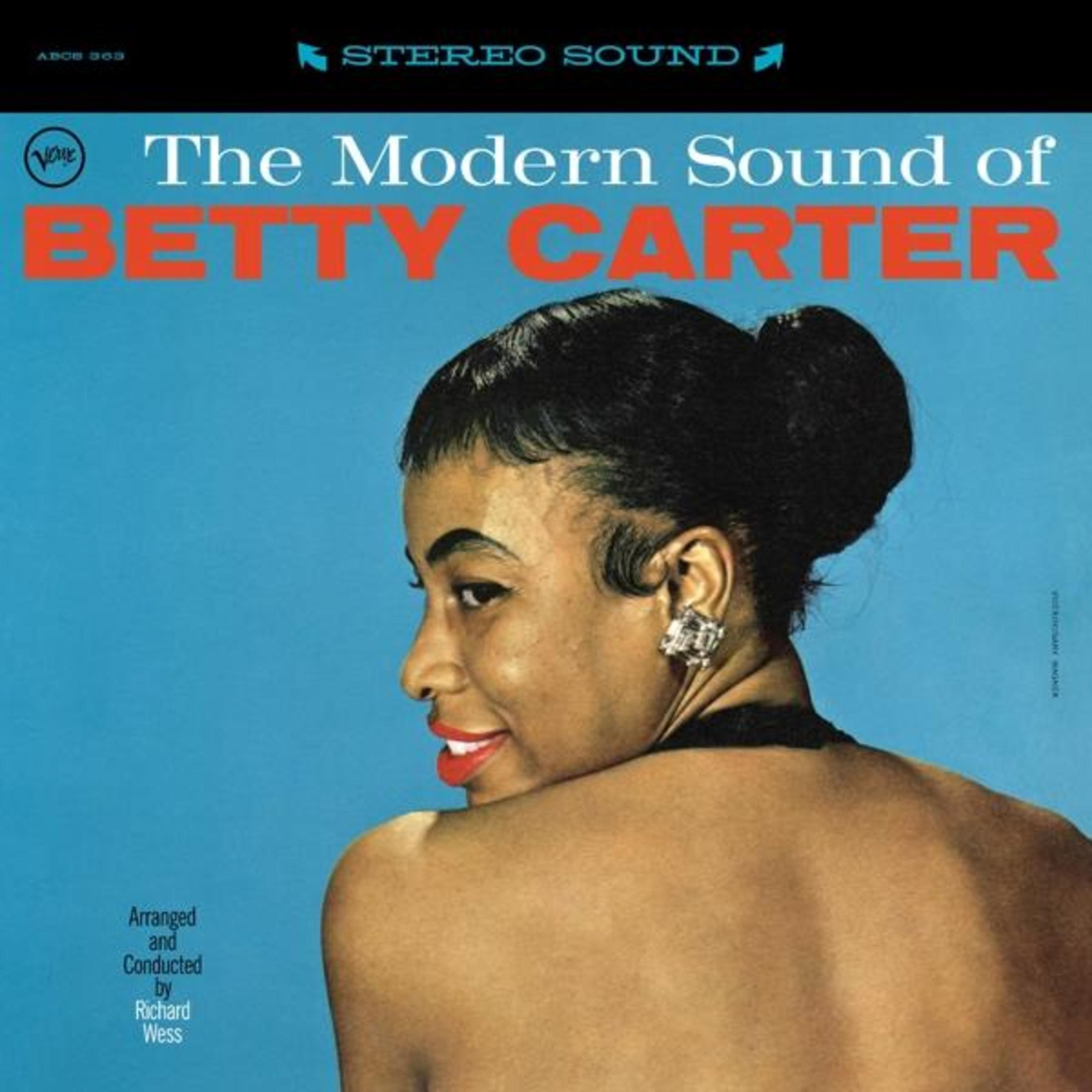 Album cover of Betty Carter. Blue background with the text 'The Modern Sound of Betty Carter'. The woman is in profile.