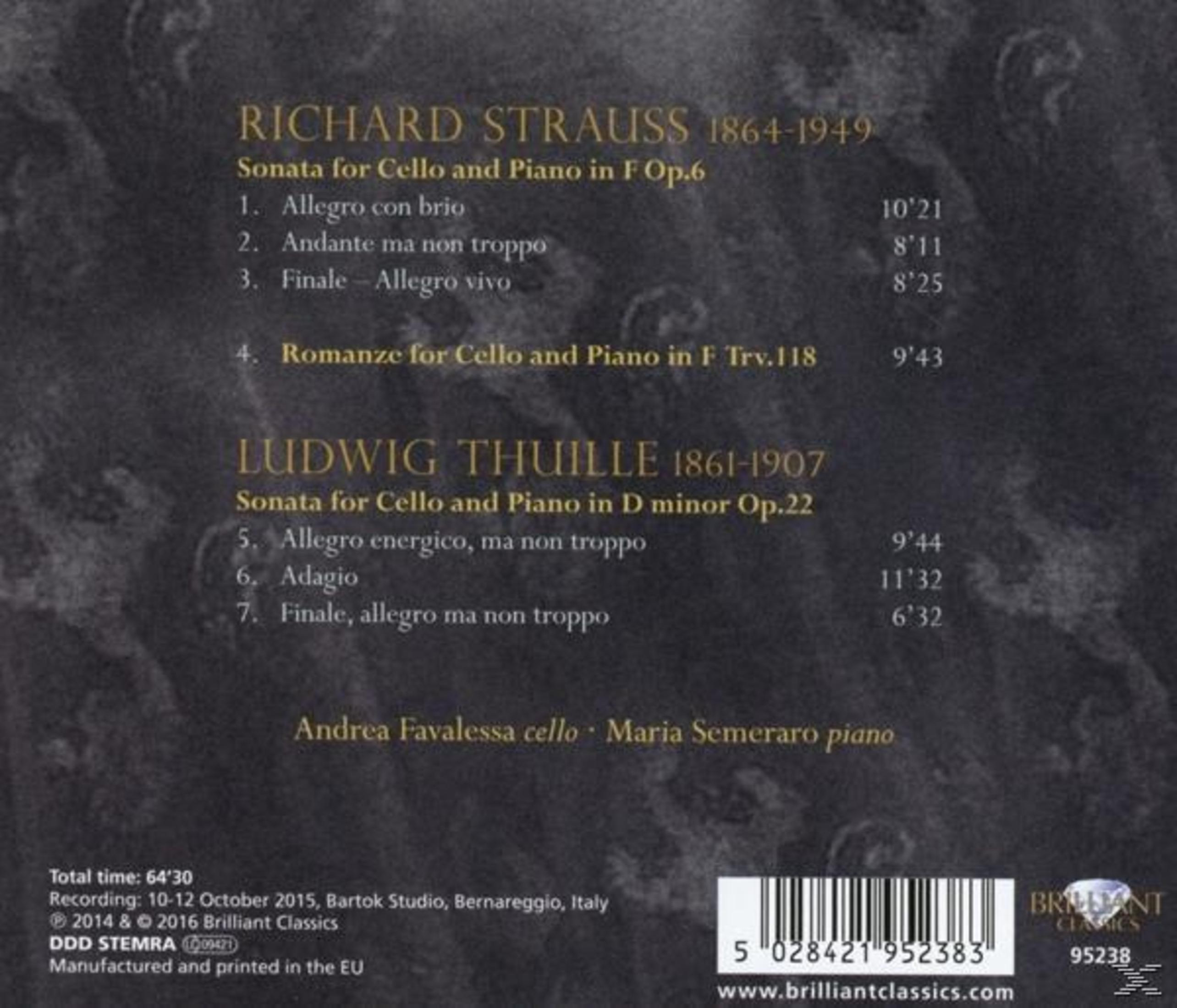 CD-hoes met tekst: Richard Strauss, Sonate voor cello en piano, en credits.
