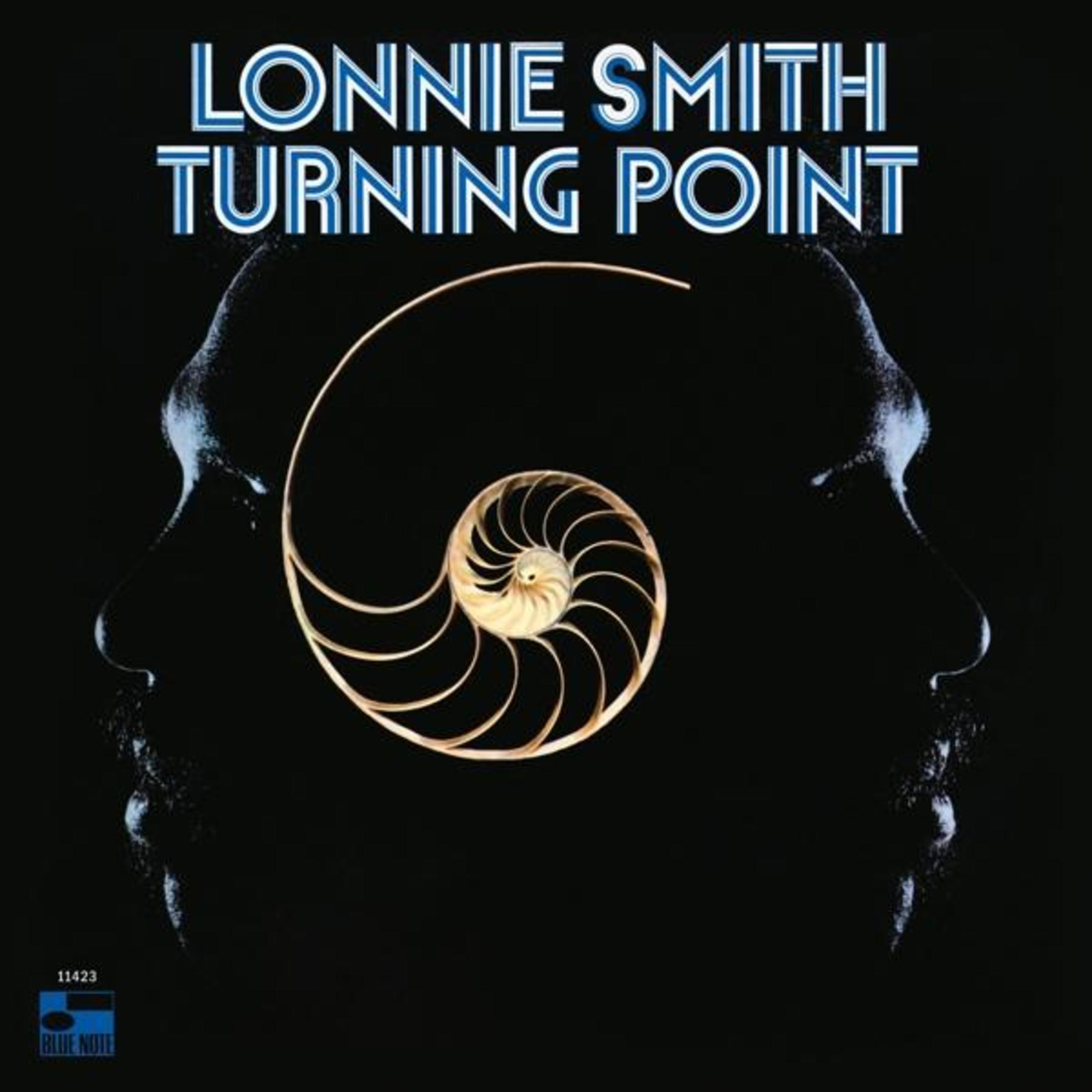 Copertina dell'album 'Turning Point' di Lonnie Smith. Sfondo nero con due silhouette e un motivo a spirale.