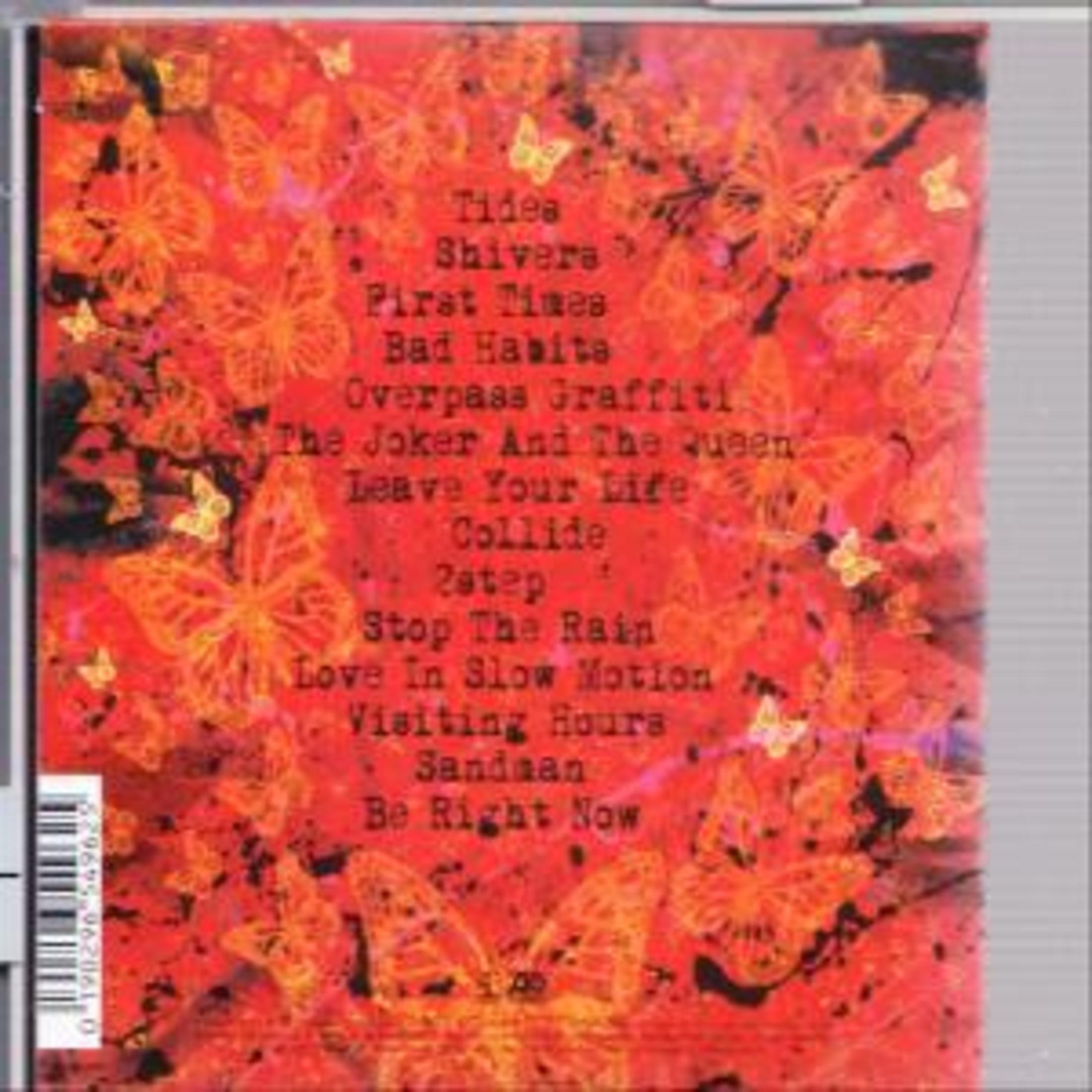 Copertina dell'album: Sfondo rosso, con farfalle arancioni, testo: Lista delle canzoni.