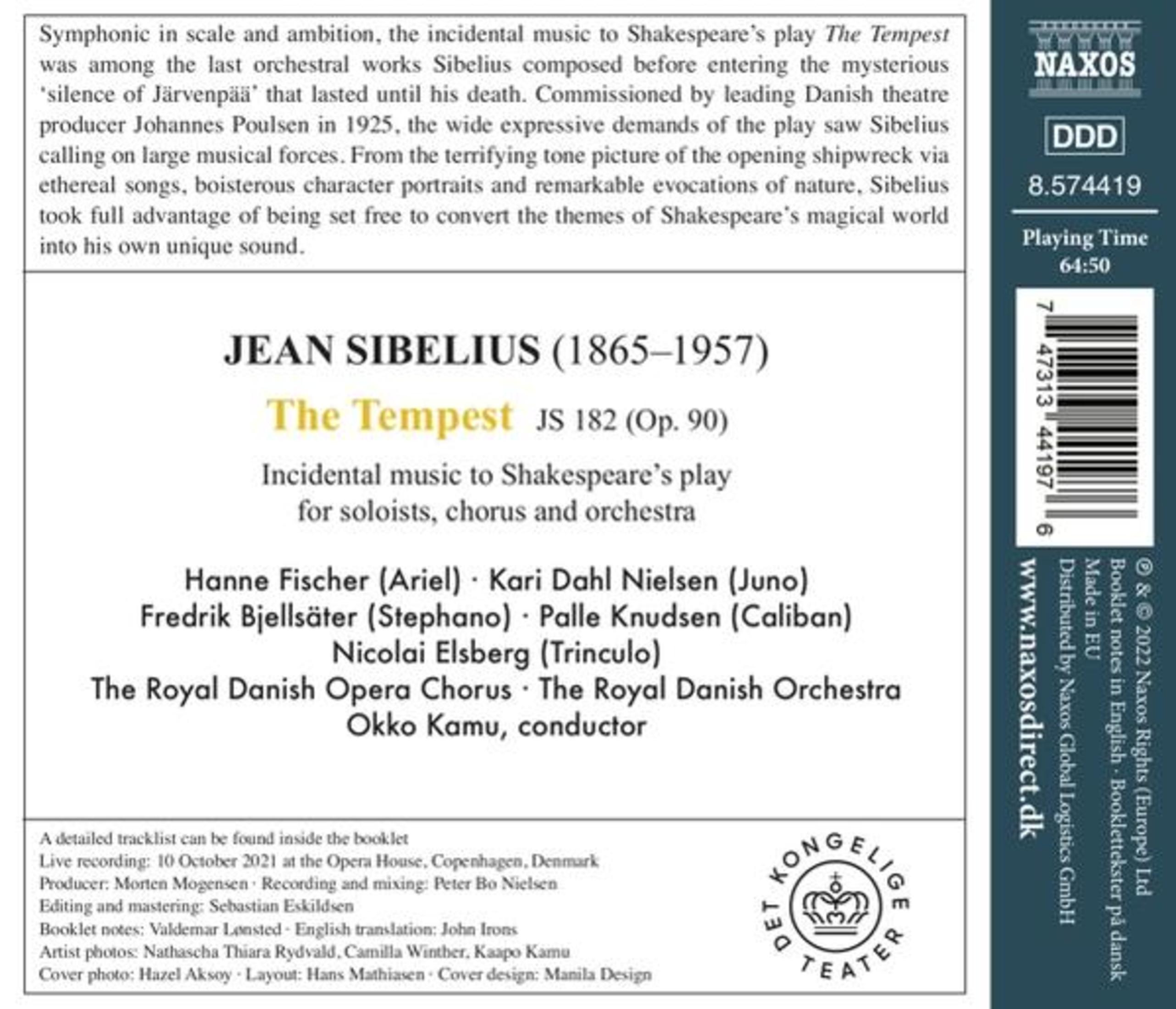 Copertina dell'album con testo e il logo di un teatro. L'album è di Jean Sibelius.