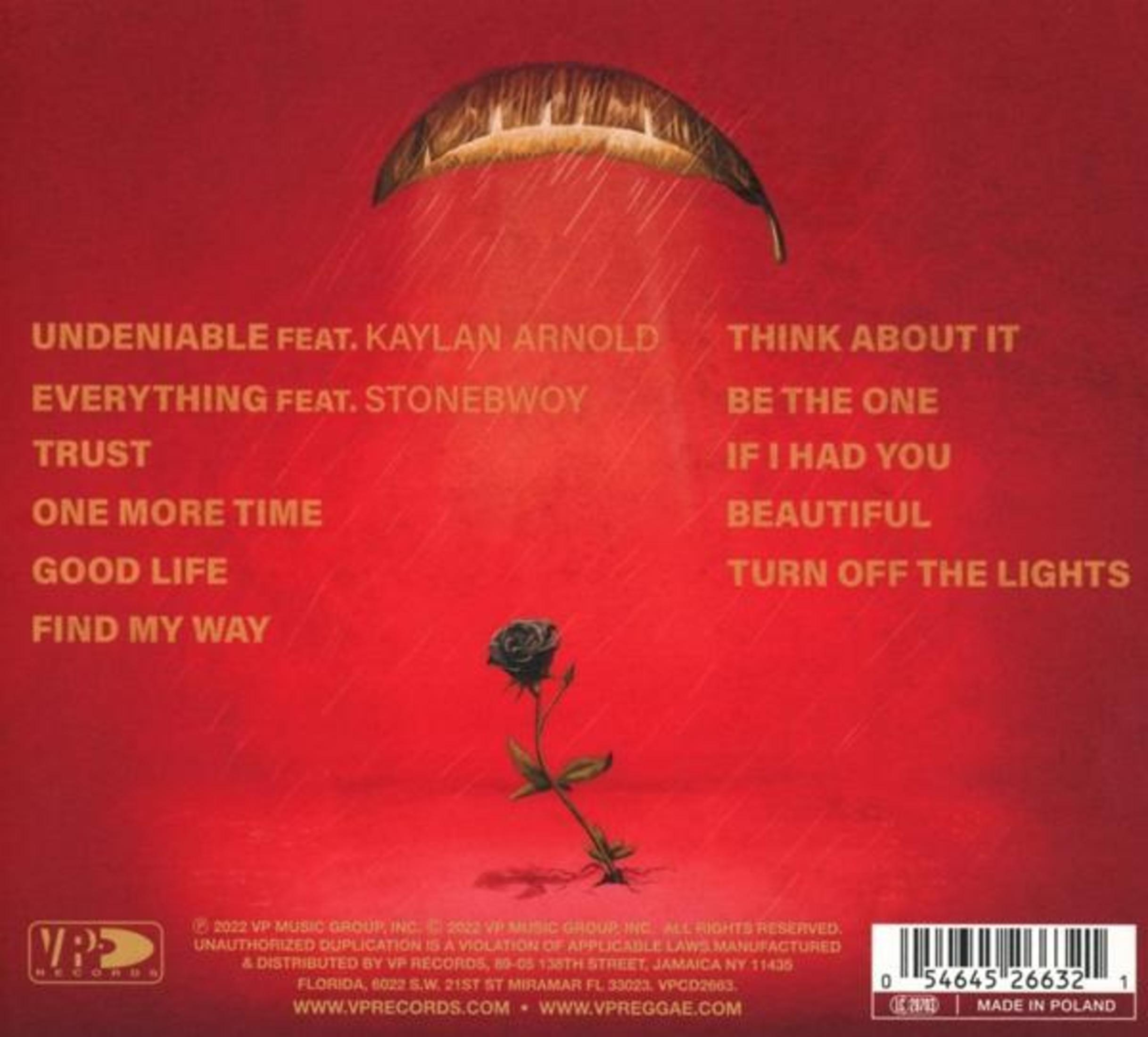 Achterkant van de albumhoes met tracklist, een roosgrafiek en het VP Records logo.