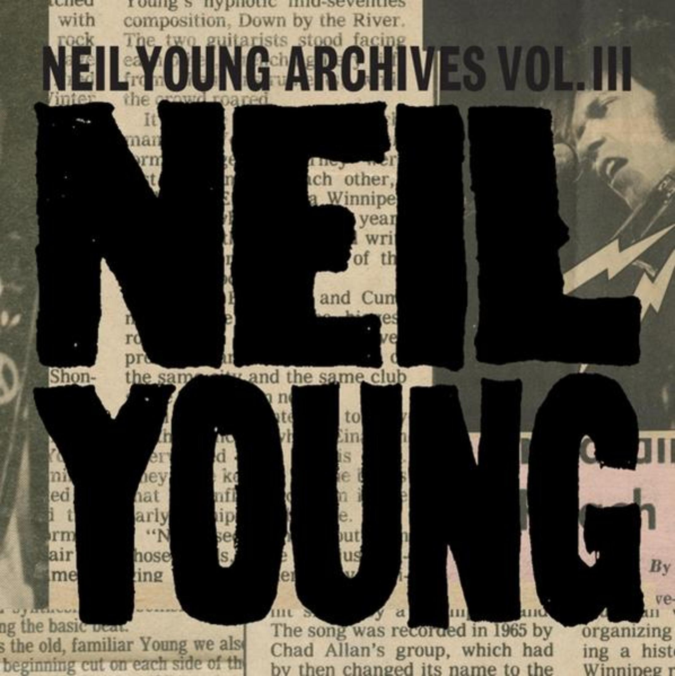 Copertina dell'album, un collage di giornale con testo e una foto di Neil Young.