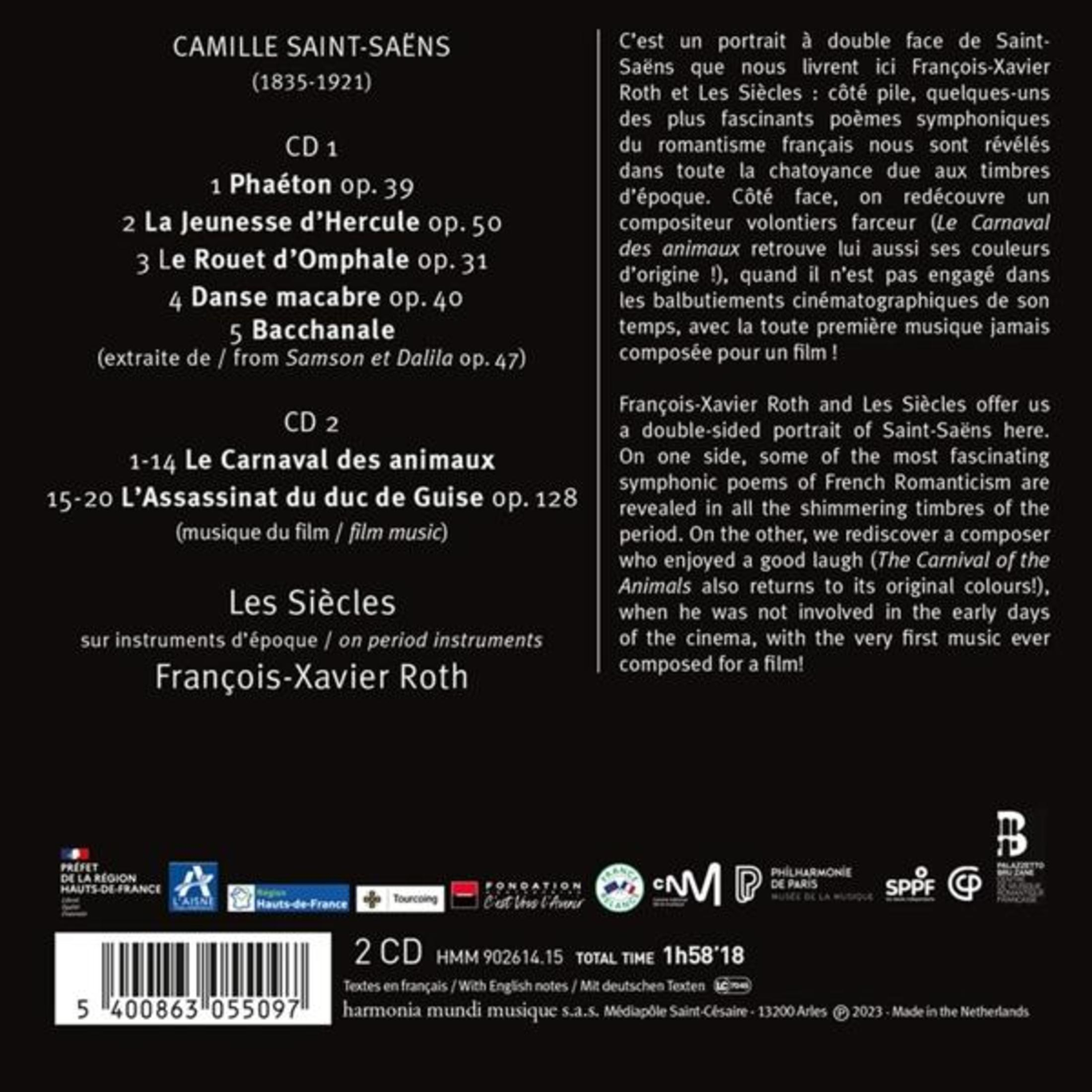 Copertina dell'album con un ritratto a doppia faccia di Camille Saint-Saëns.
